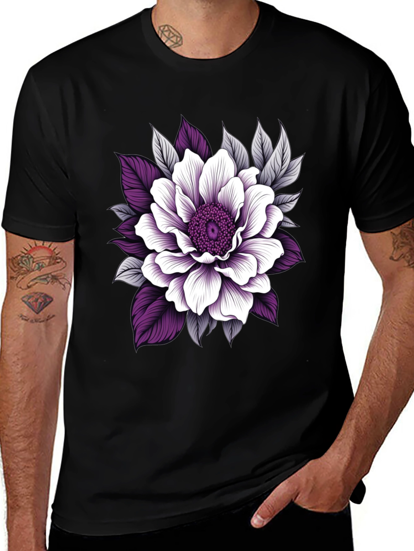 Variant 29 of Floral Graphic Black T-Shirt