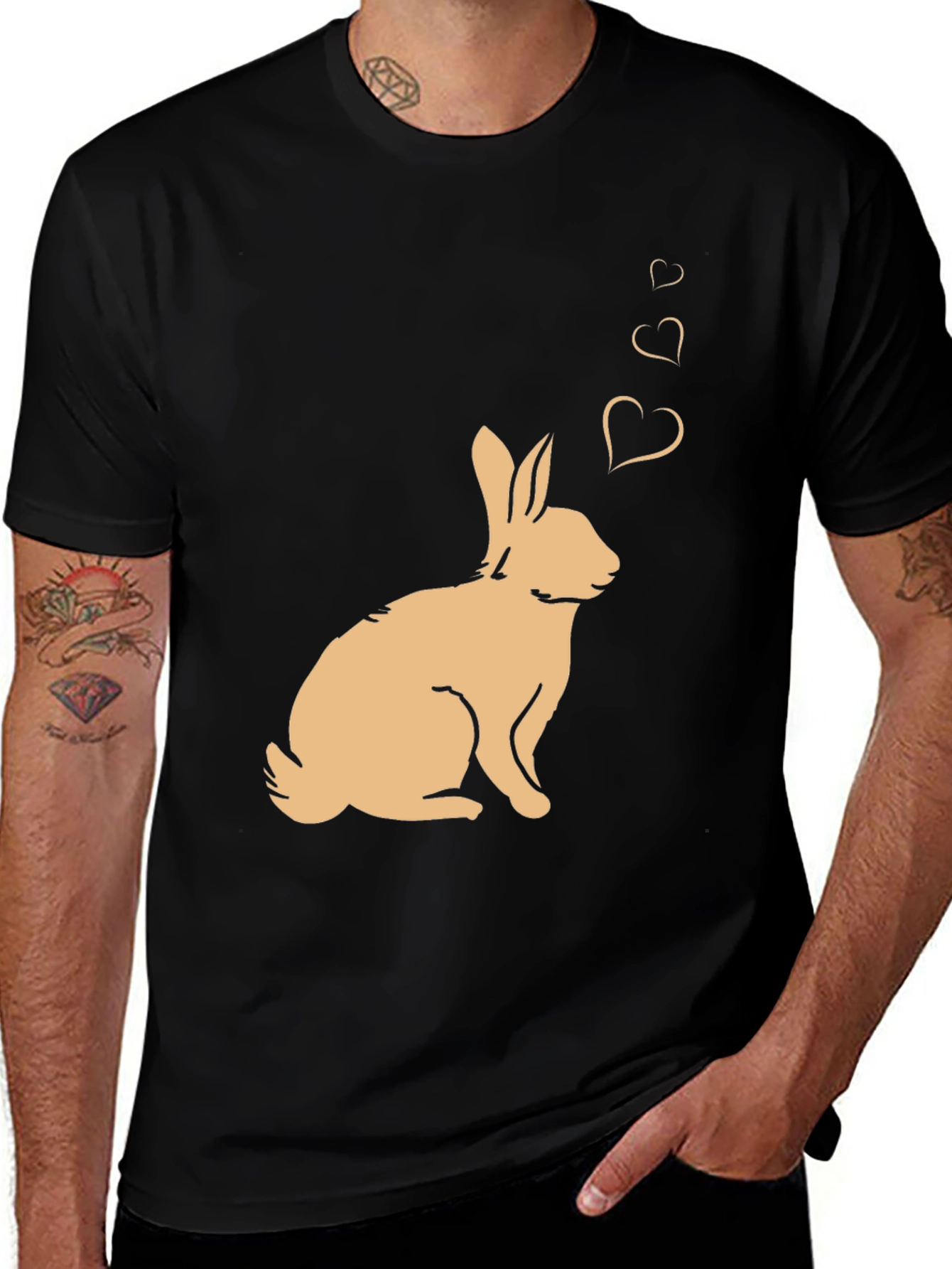 Black Rabbit Love Heart T-Shirt - Black main image
