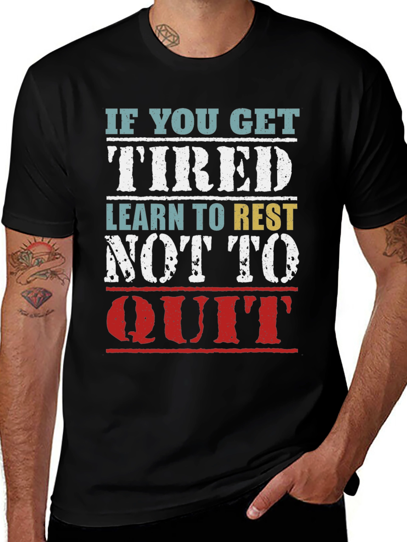 Variant 12 of Motivational 'Learn to Rest' Graphic T-Shirt