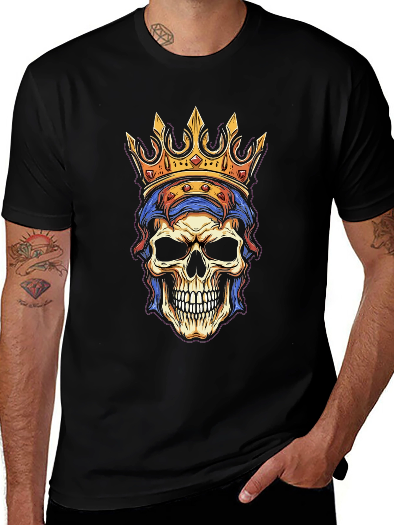 Skull King Graphic Tee - Black Cotton T-Shirt