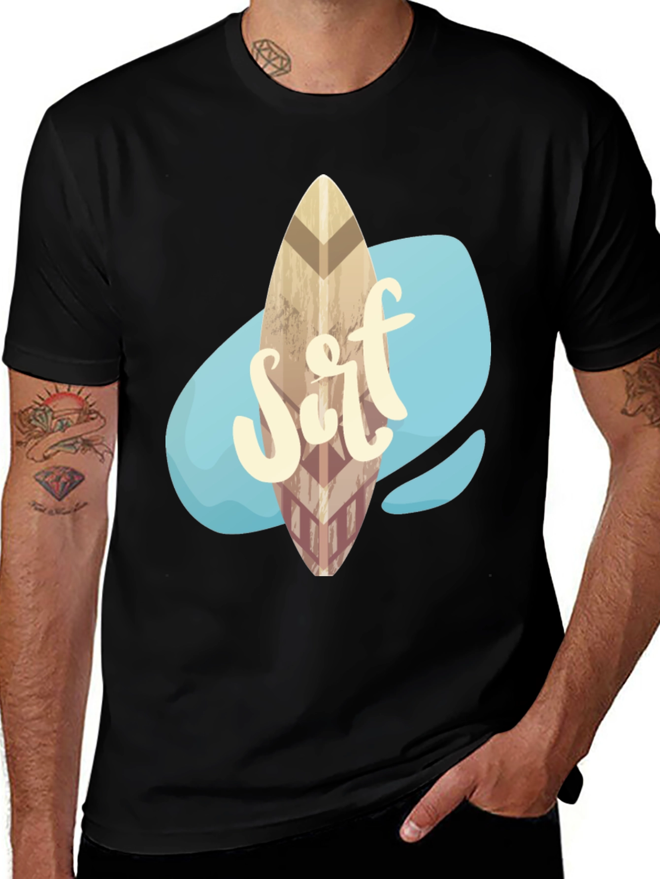 Variant 20 of Surfboard Graphic Tee - Black Casual Shirt