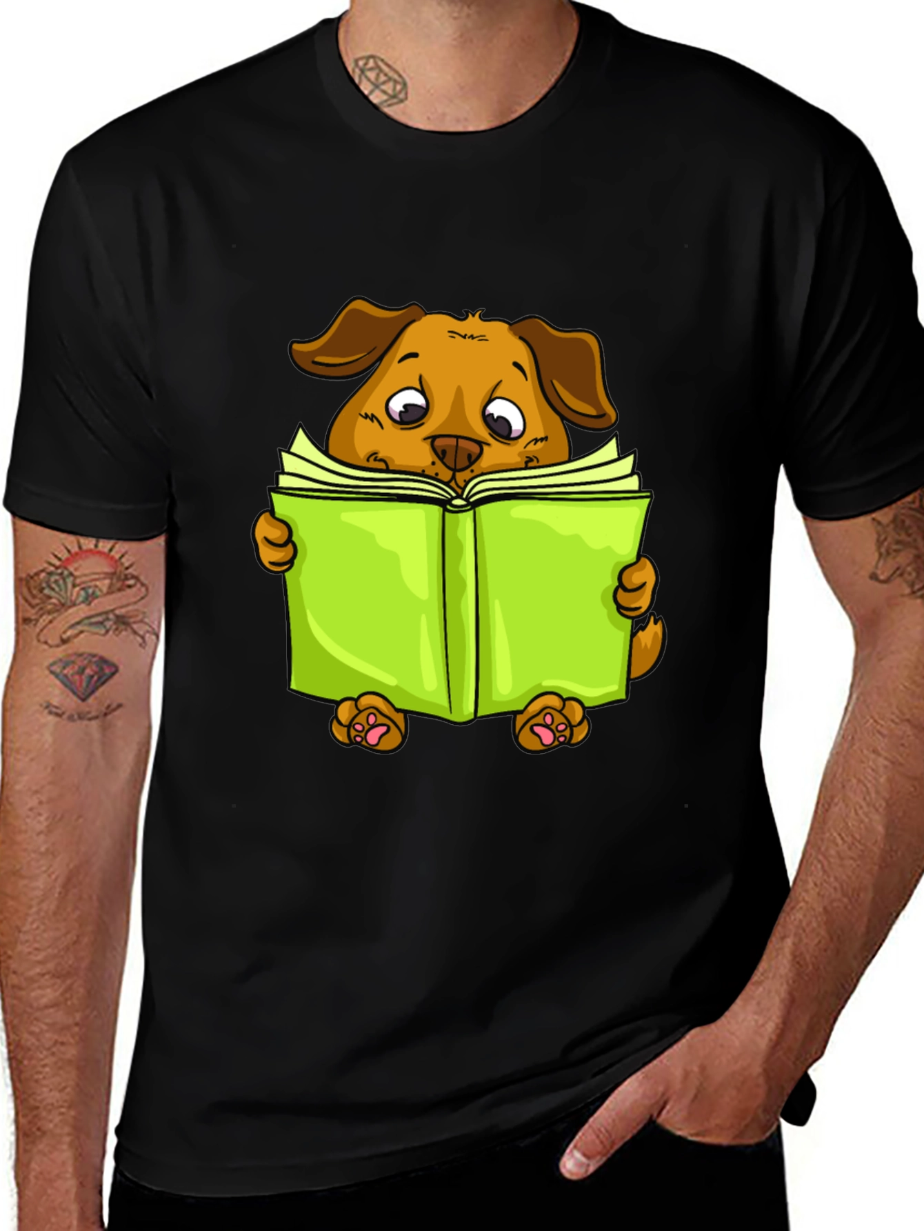 Variant 18 of Reading Dog Graphic Tee - Soft Cotton Blend