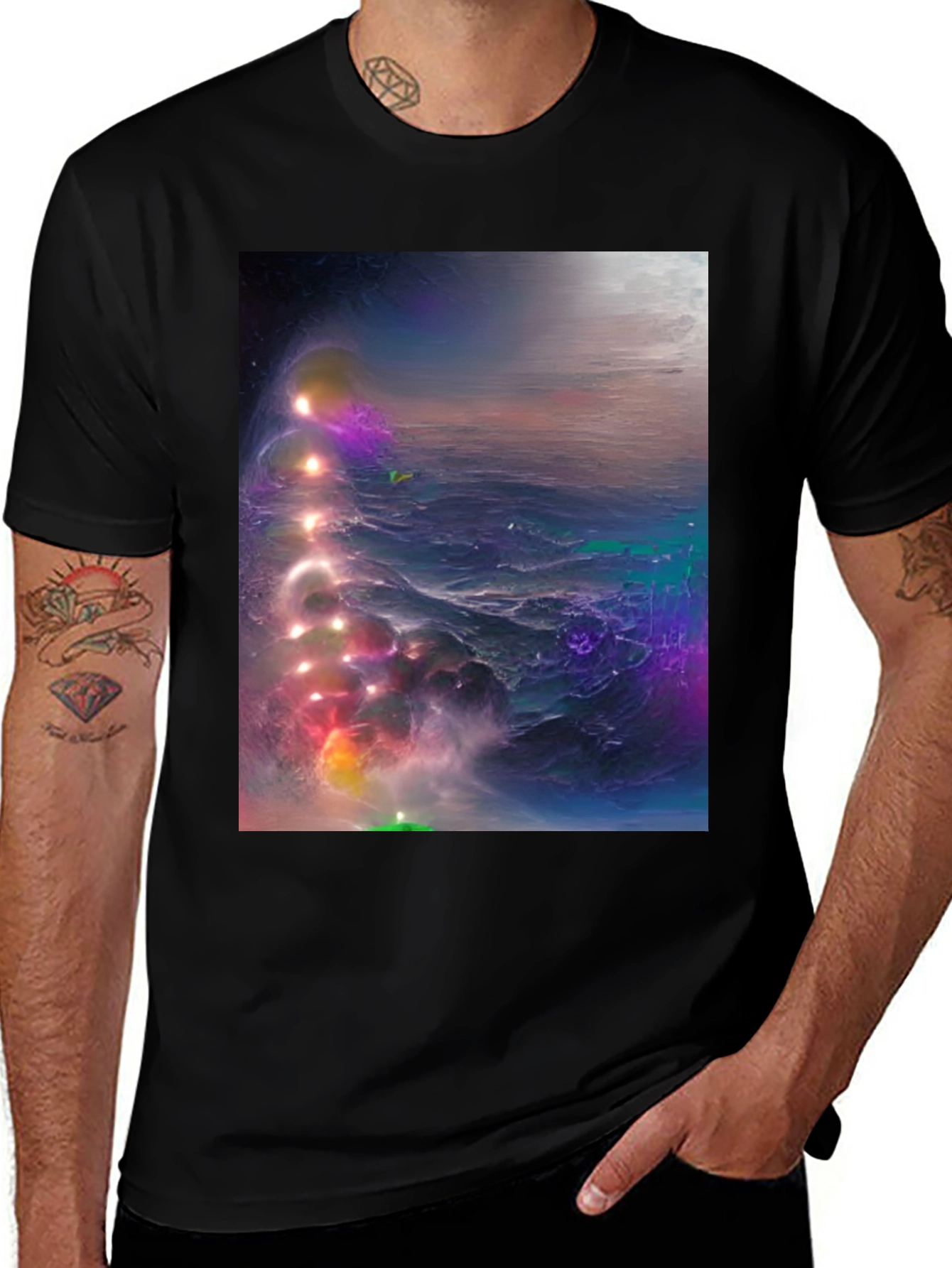 Variant 20 of Cosmic Nebula Graphic Tee - Men's Black T-Shirt