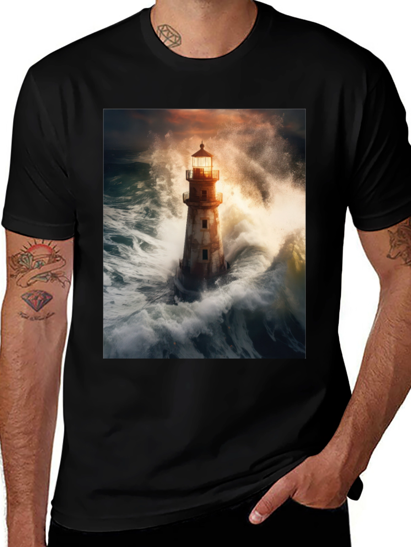 Variant 24 of Storm Lighthouse Graphic Tee