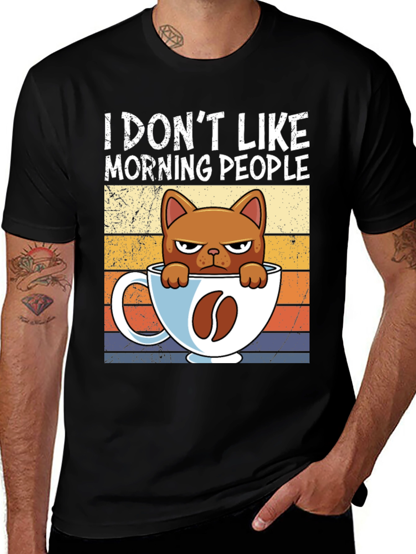 Variant 4 of I Don't Like Morning People Cat Coffee T-Shirt