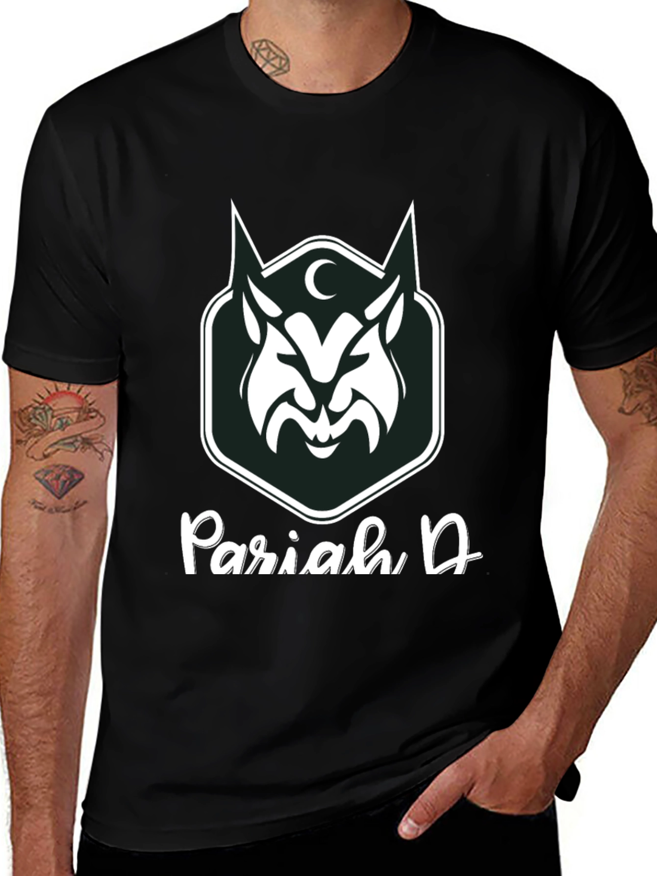 Variant 10 of Pariah D Graphic Tee - Dark Wolf Design