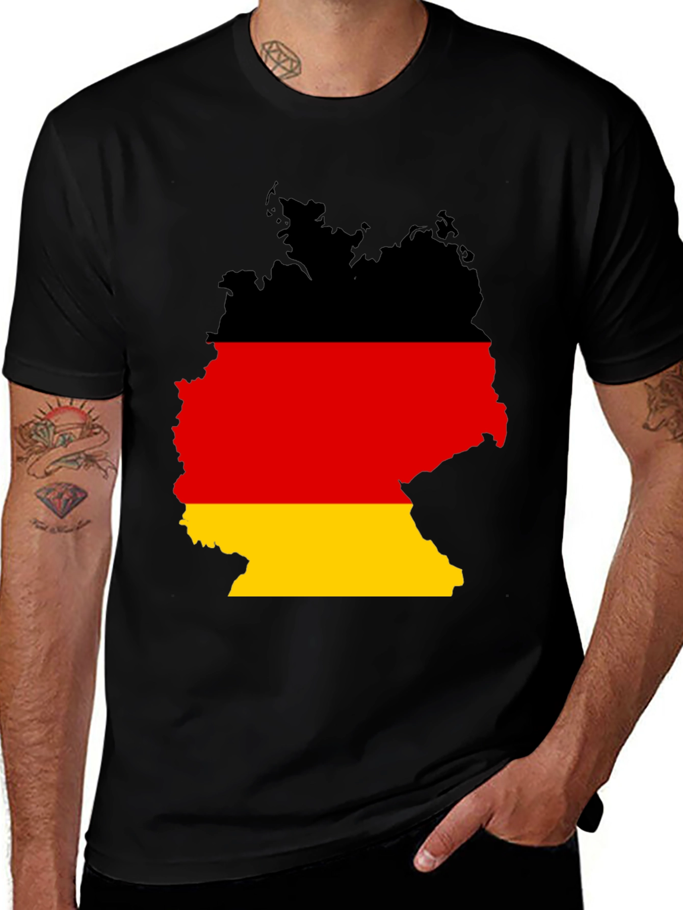 Germany Flag Map T-Shirt - Black German Pride Tee