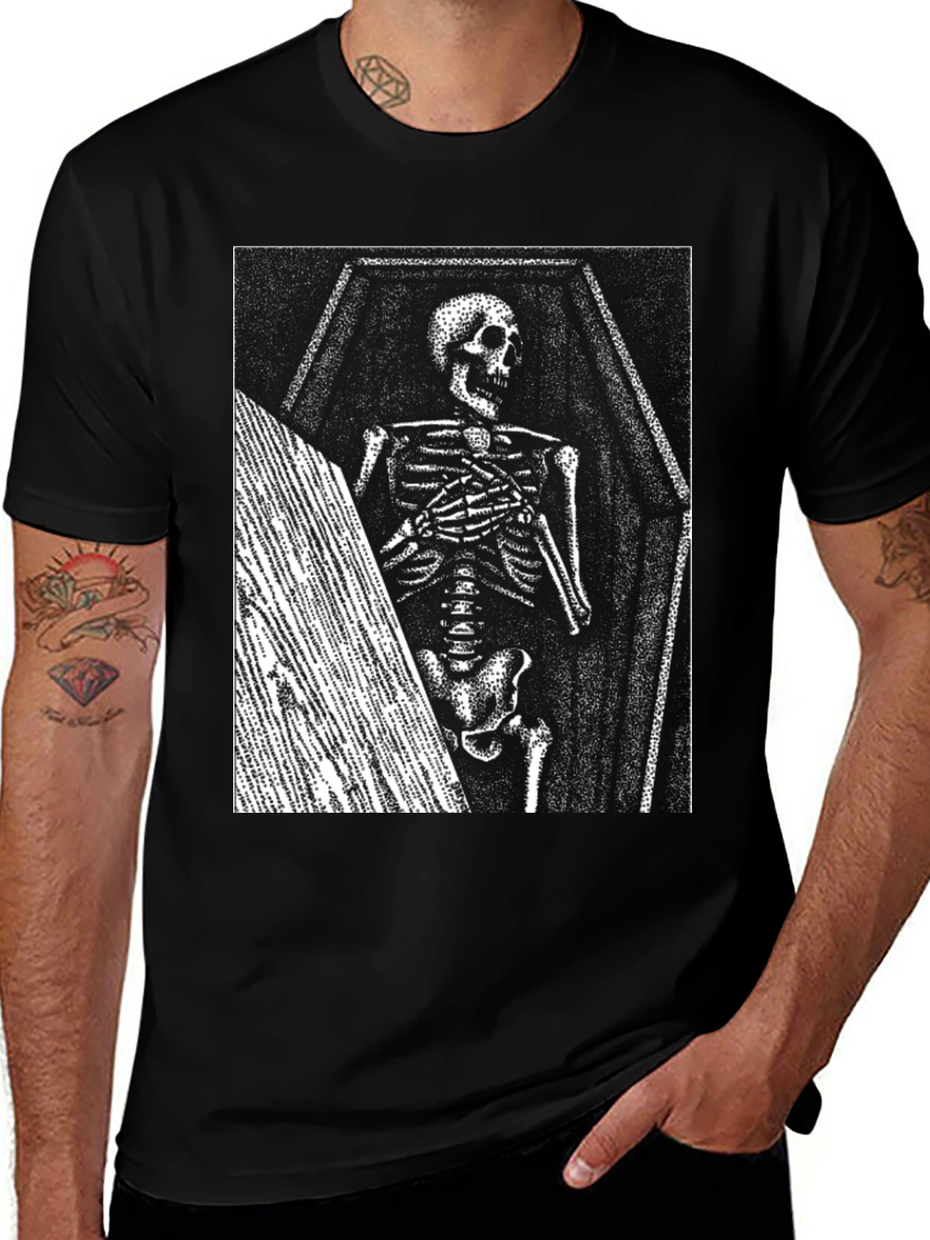Variant 14 of Skeleton Coffin T-Shirt - Unique Graphic Tee