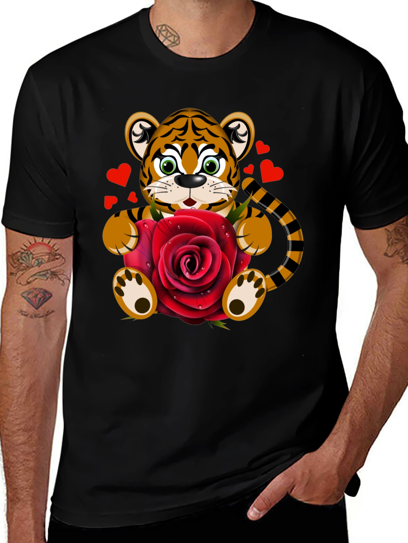 Variant 14 of Tiger Holding Rose Valentine's Day T-Shirt