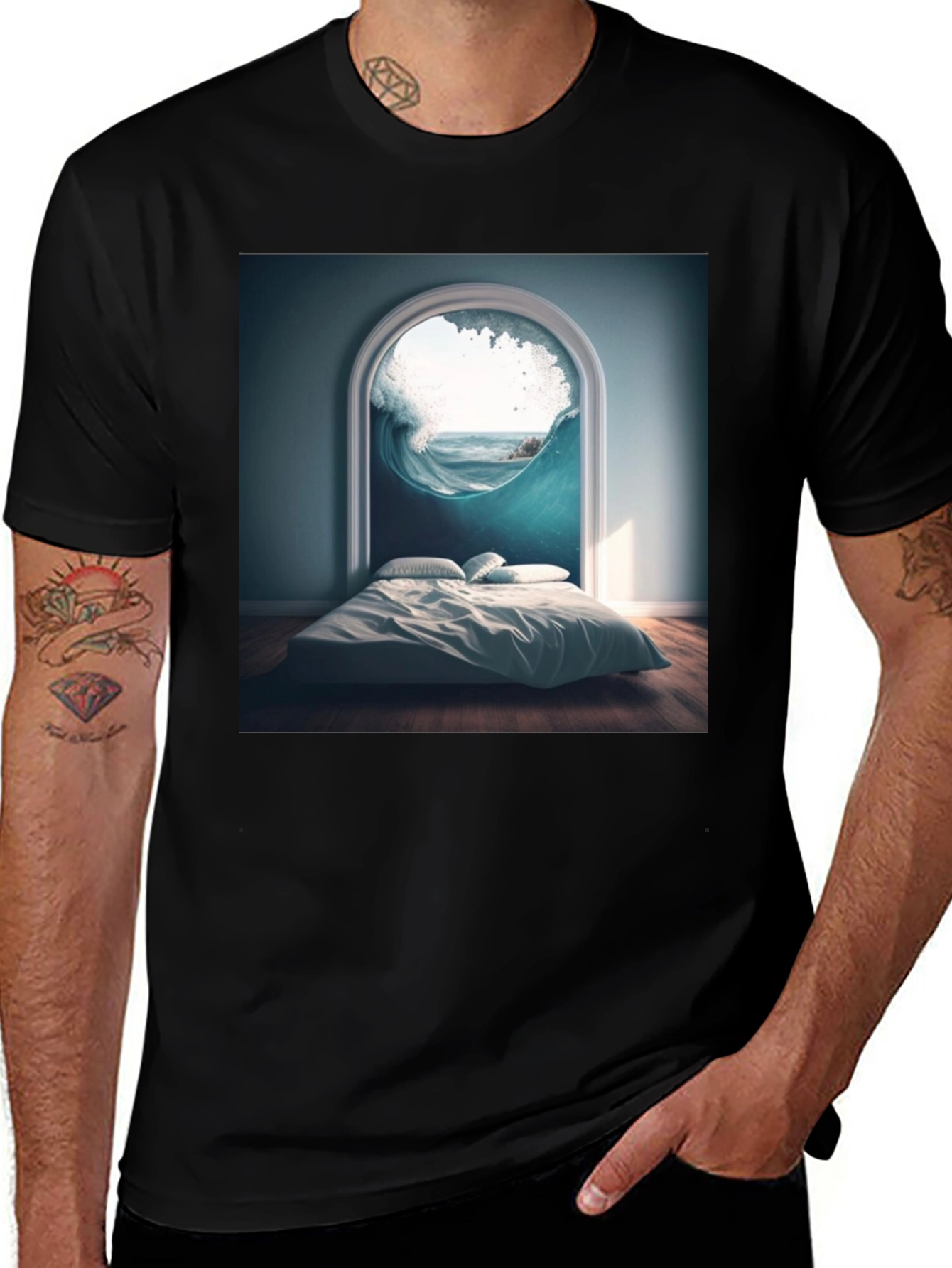 Variant 15 of Surreal Wave Room Graphic Tee - Unique Design