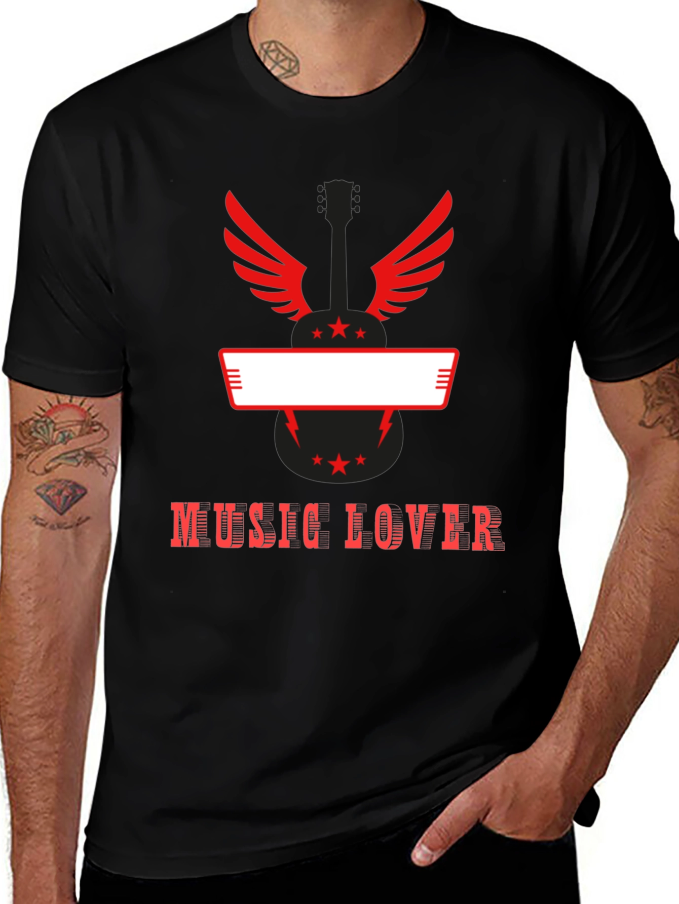 Music Lover Guitar Wings Graphic Tee