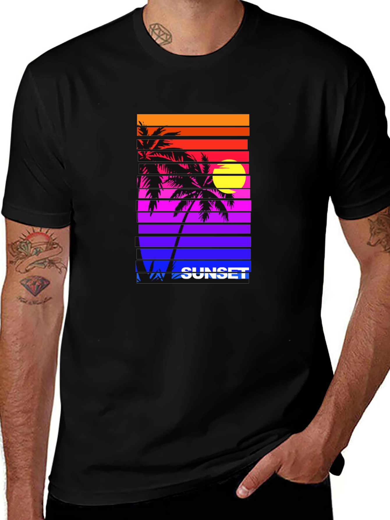 Variant 2 of Retro Sunset Palm Tee - Vibrant Graphic Print