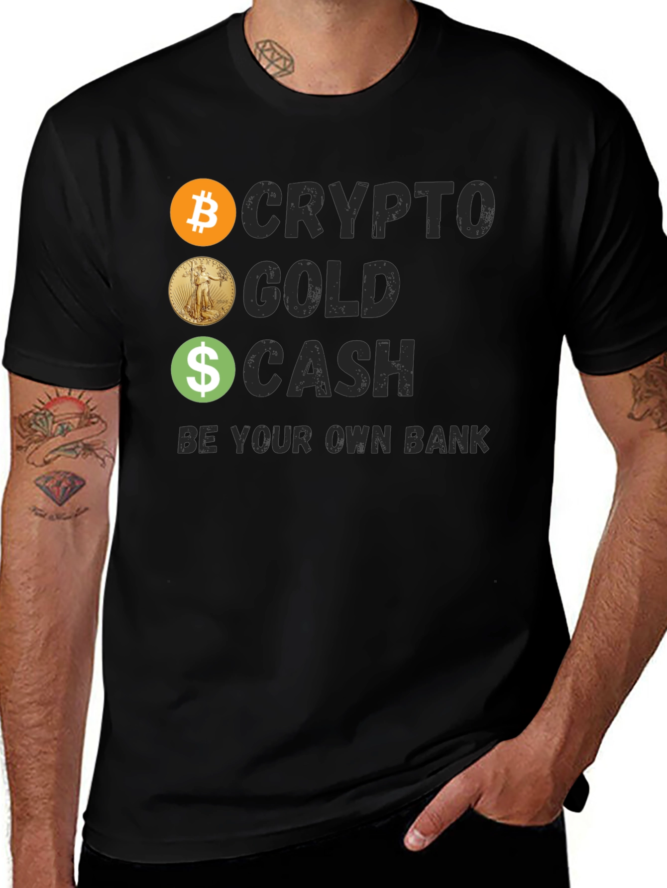 Variant 18 of Crypto Gold Cash Tee - Be Your Own Bank