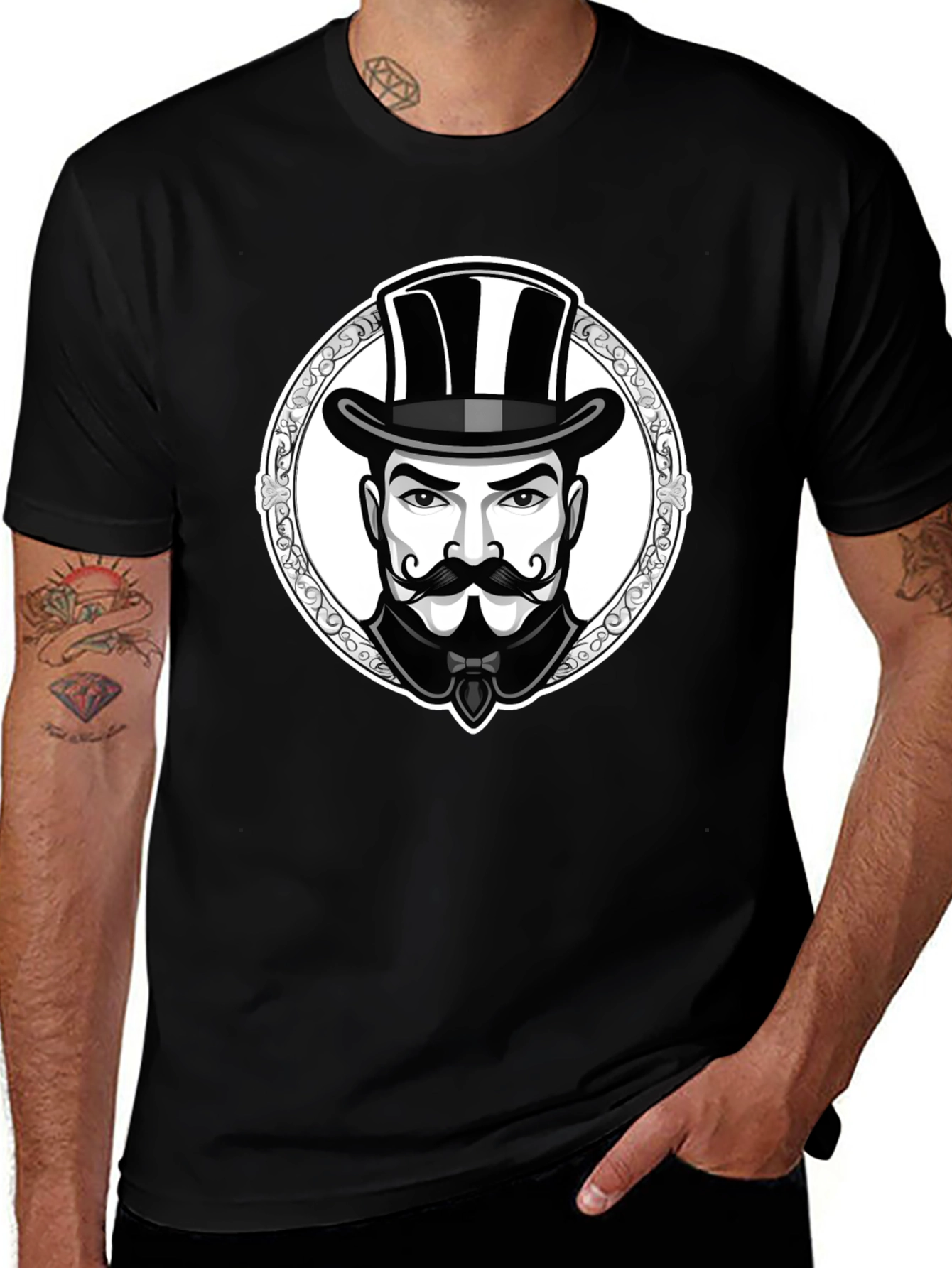 Variant 4 of Monochrome Gentleman Graphic T-Shirt