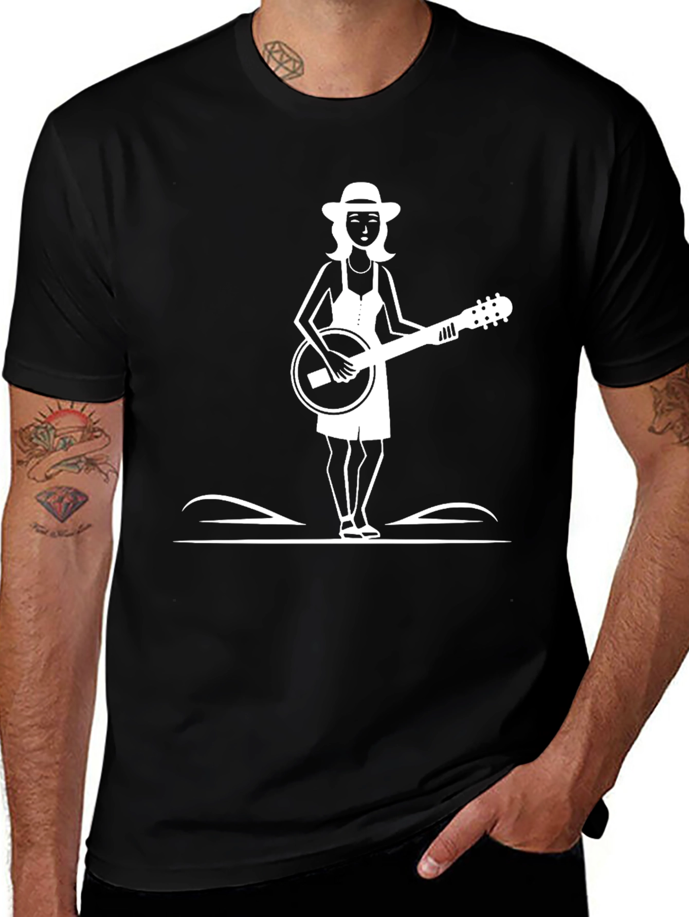 Variant 3 of Banjo Woman Graphic Tee - Black Casual T-Shirt