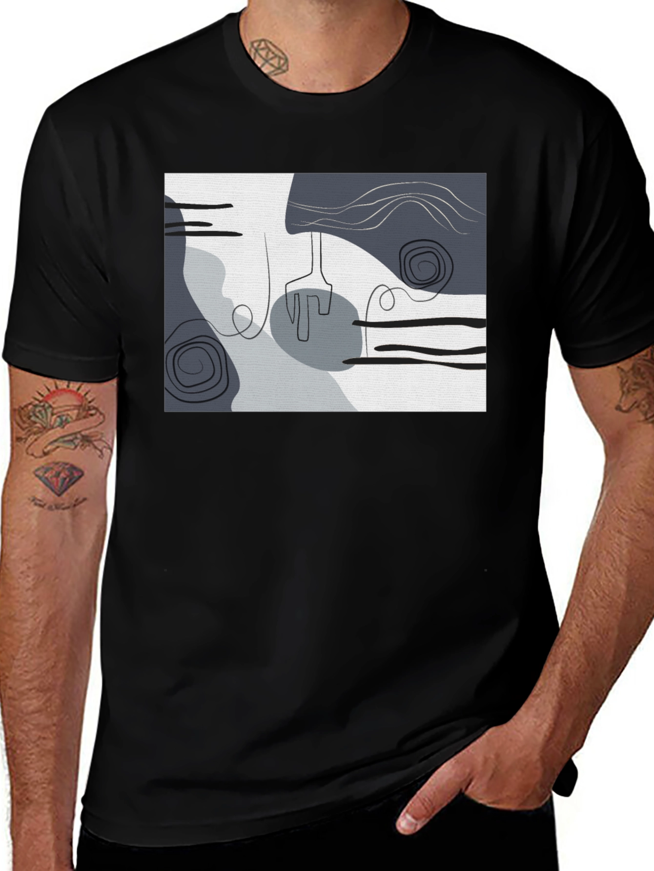 Variant 13 of Abstract Art Graphic Black T-Shirt