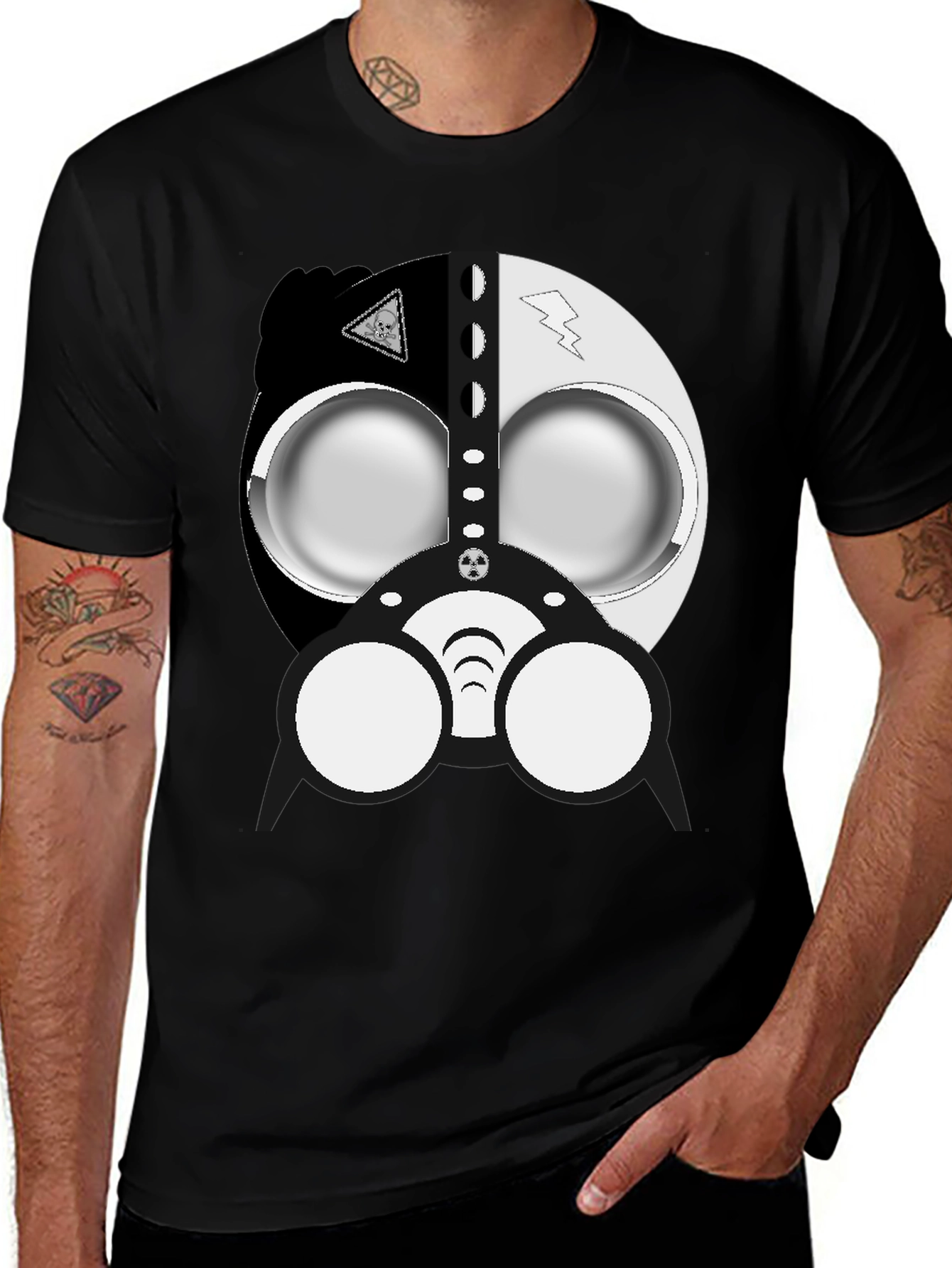 Black Cool Gas Mask Graphic Black T-Shirt main image