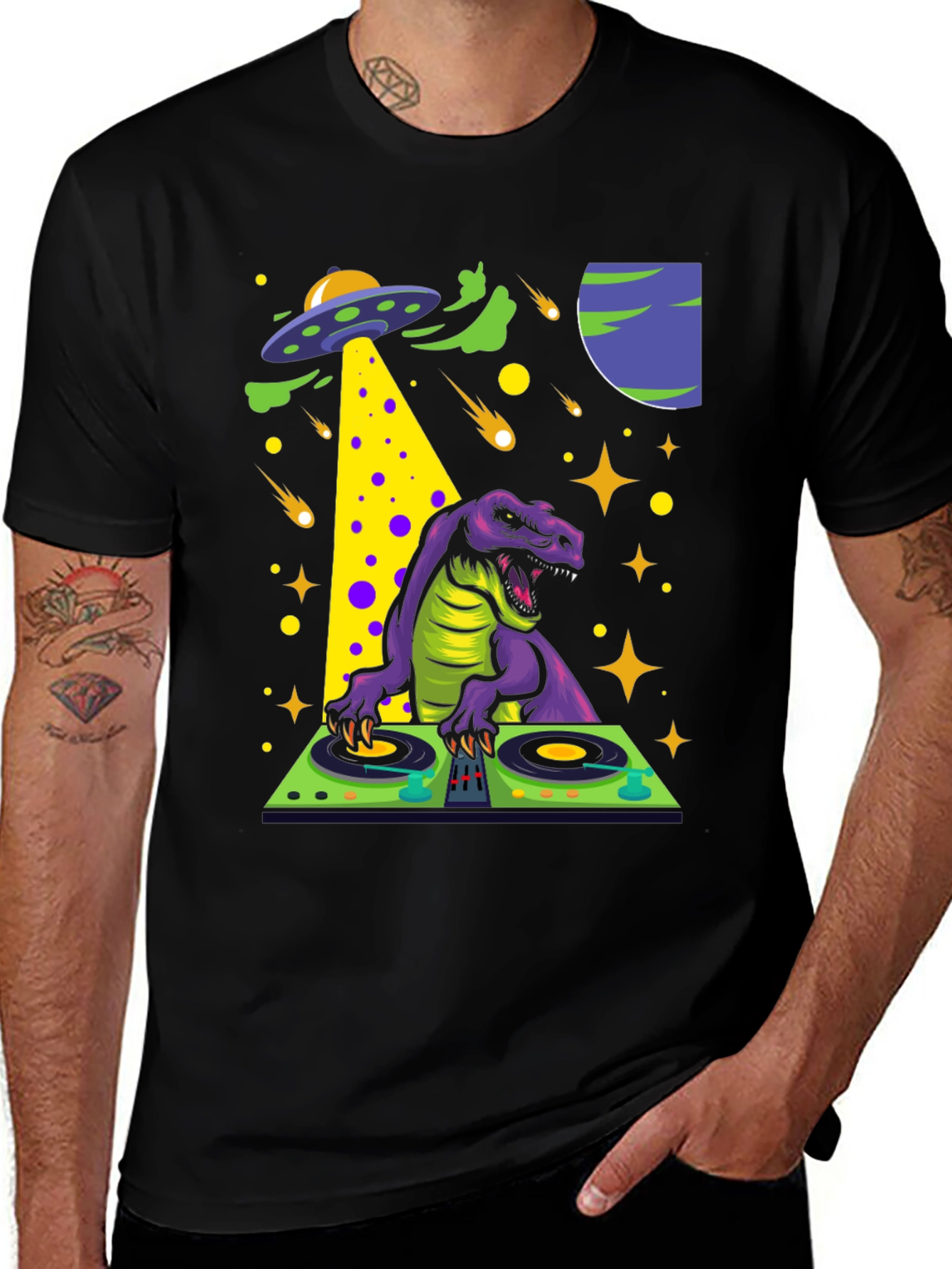 Variant 23 of Dino DJ T-Shirt: Space Party Rex