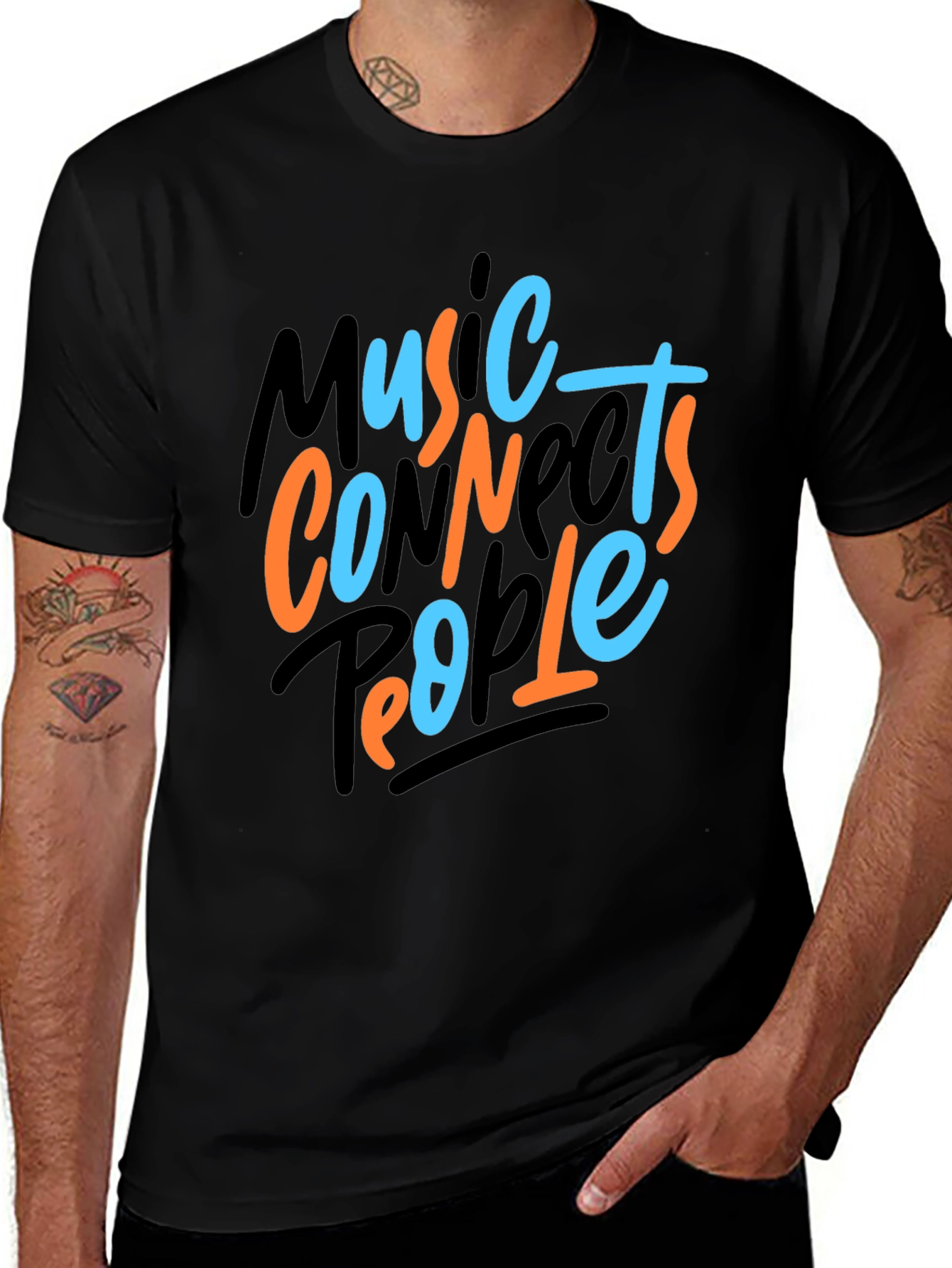 Variant 25 of Music Connects People Graphic Tee - Black