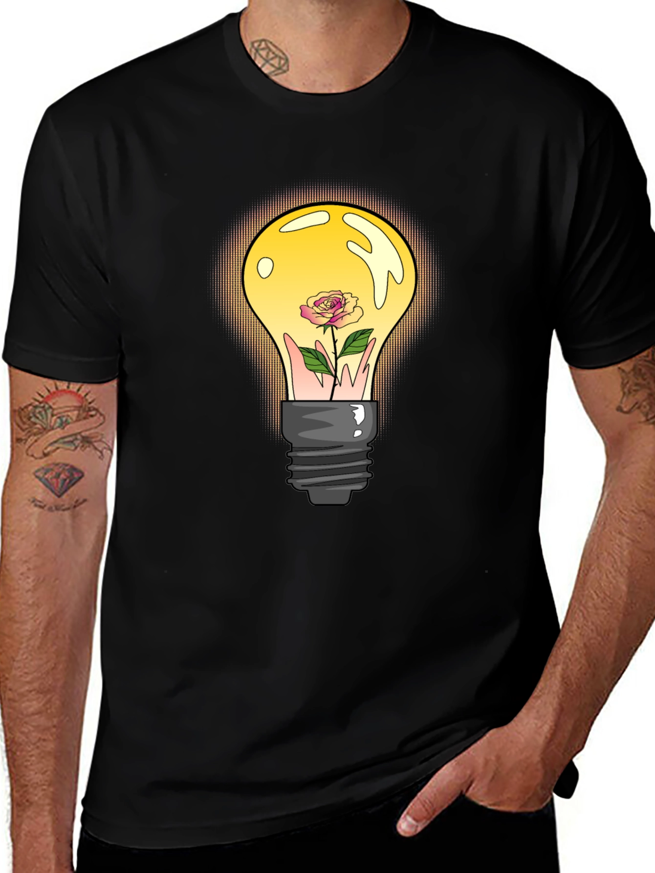 Variant 16 of Creative Lightbulb Rose Graphic T-Shirt