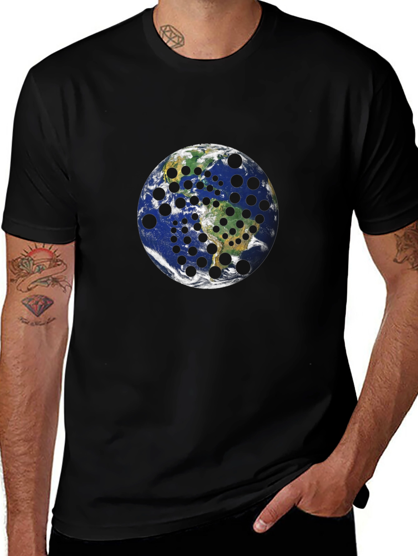 Variant 5 of Earth Globe Black Hole T-Shirt