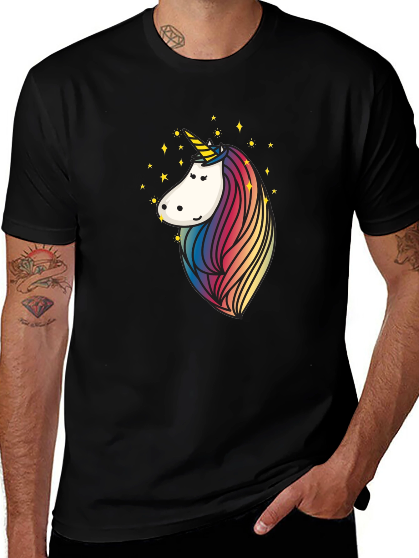 Variant 3 of Unicorn Graphic Tee - Black Cotton T-Shirt