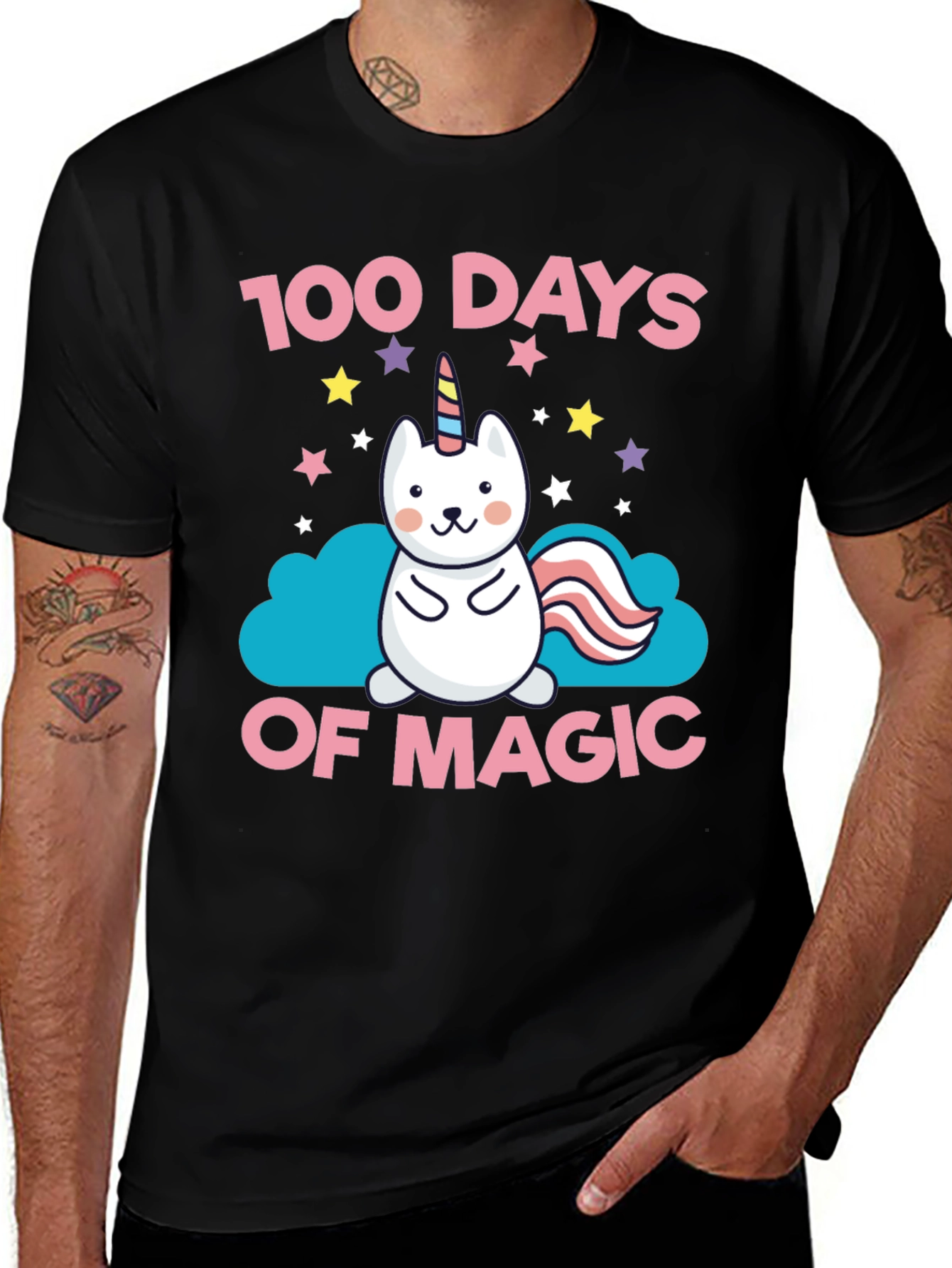 100 Days of Magic Unicorn Cat T-Shirt
