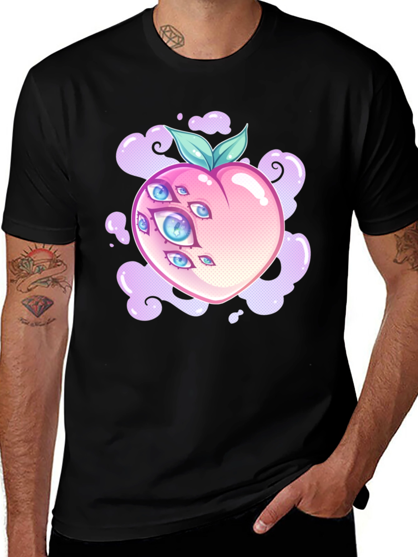 Variant 3 of Eye See You Peach Black T-Shirt