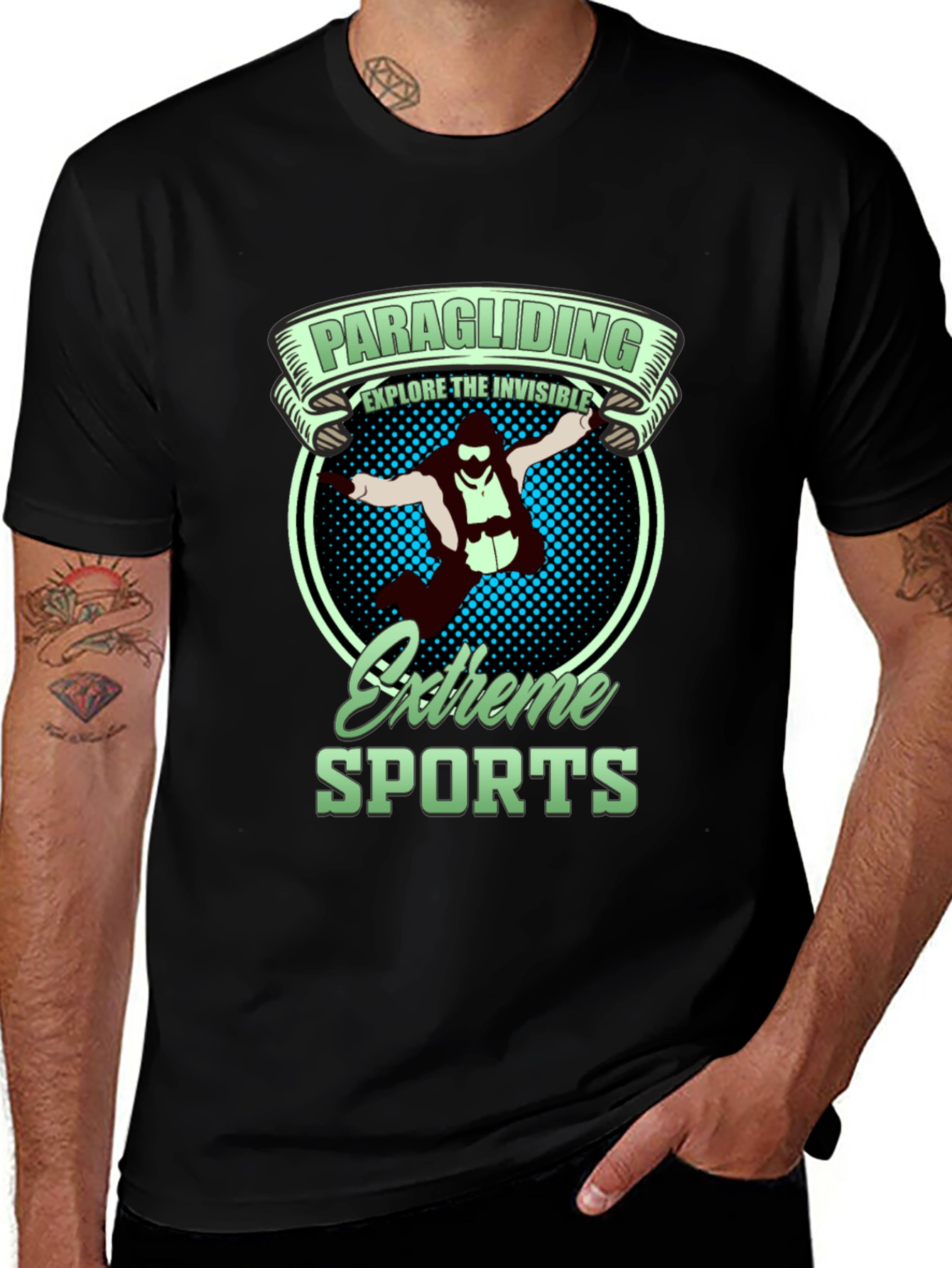 Variant 16 of Paragliding Extreme Sports Black T-Shirt