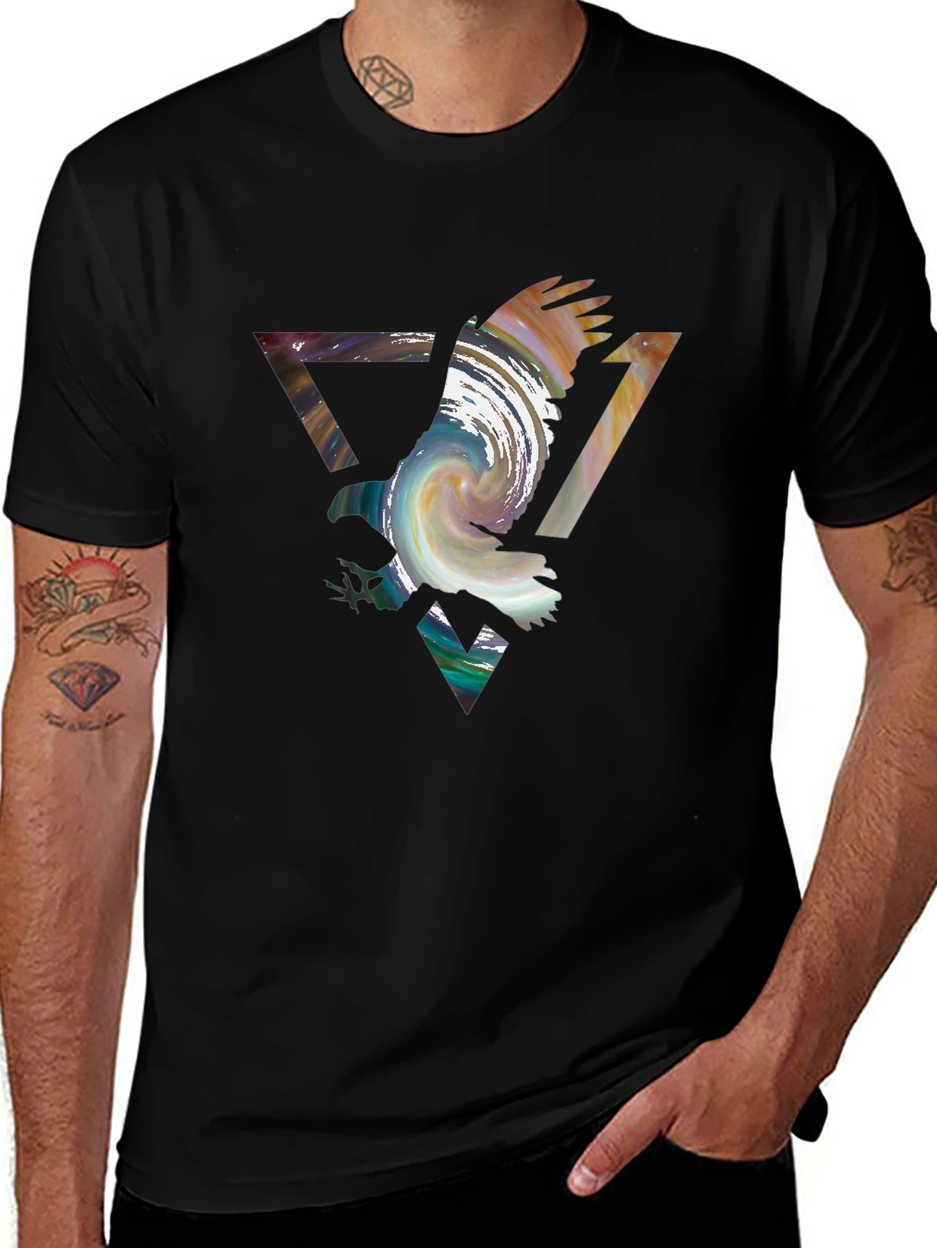 Variant 29 of Abstract Eagle Graphic Black Tee