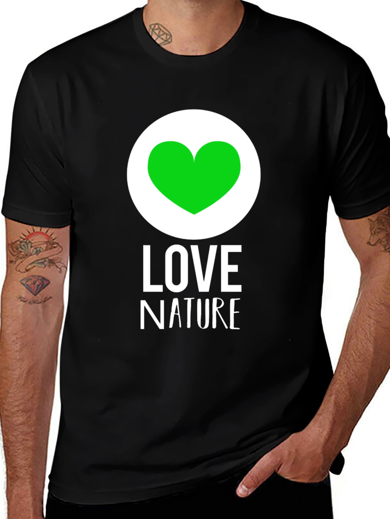Variant 29 of Love Nature Graphic Tee - Black Cotton T-Shirt