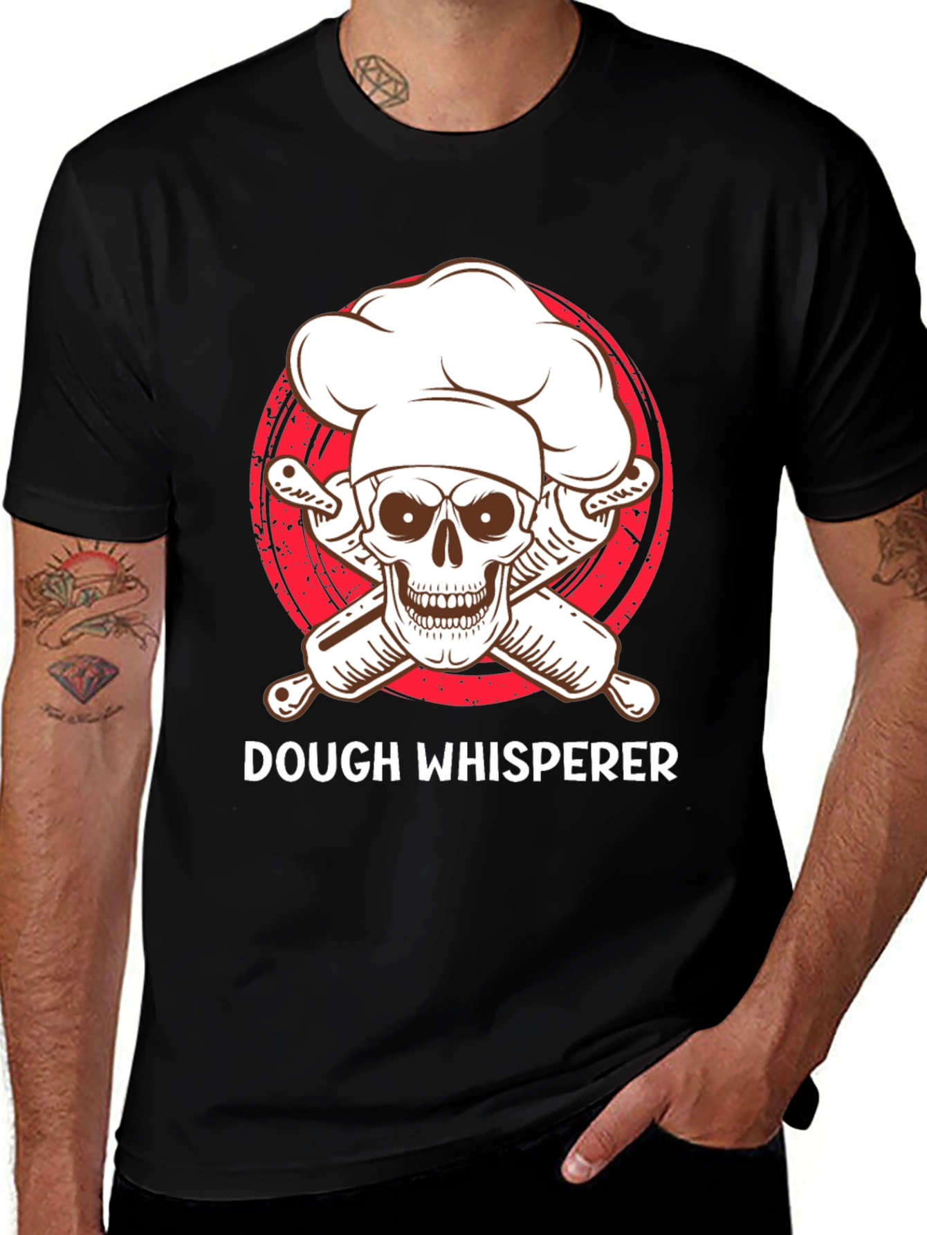 Variant 14 of Dough Whisperer T-Shirt - Baker Skull Design