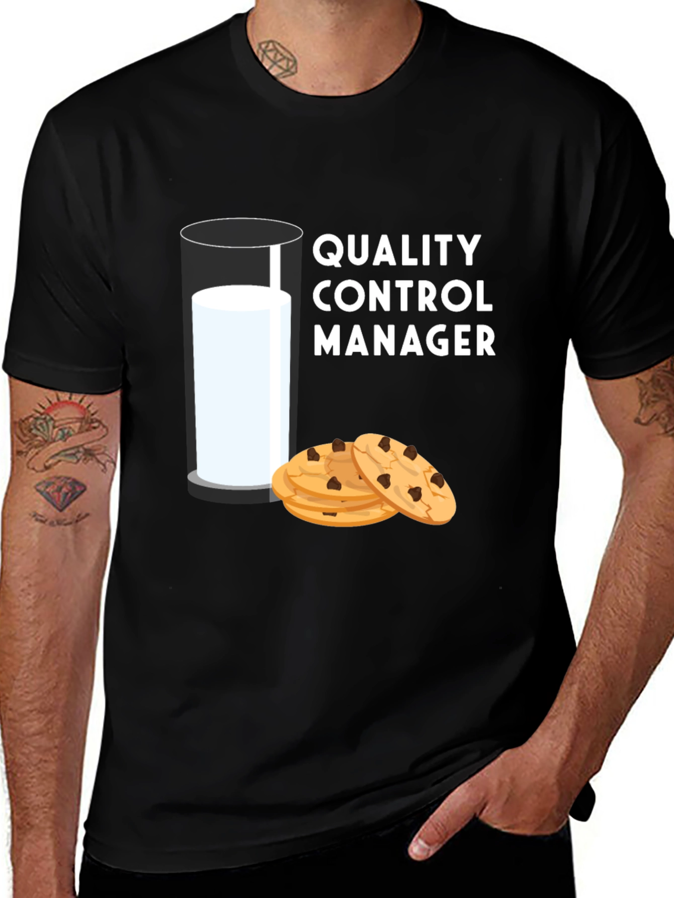 Variant 11 of Quality Control Manager T-Shirt - Milk & Cookies!
