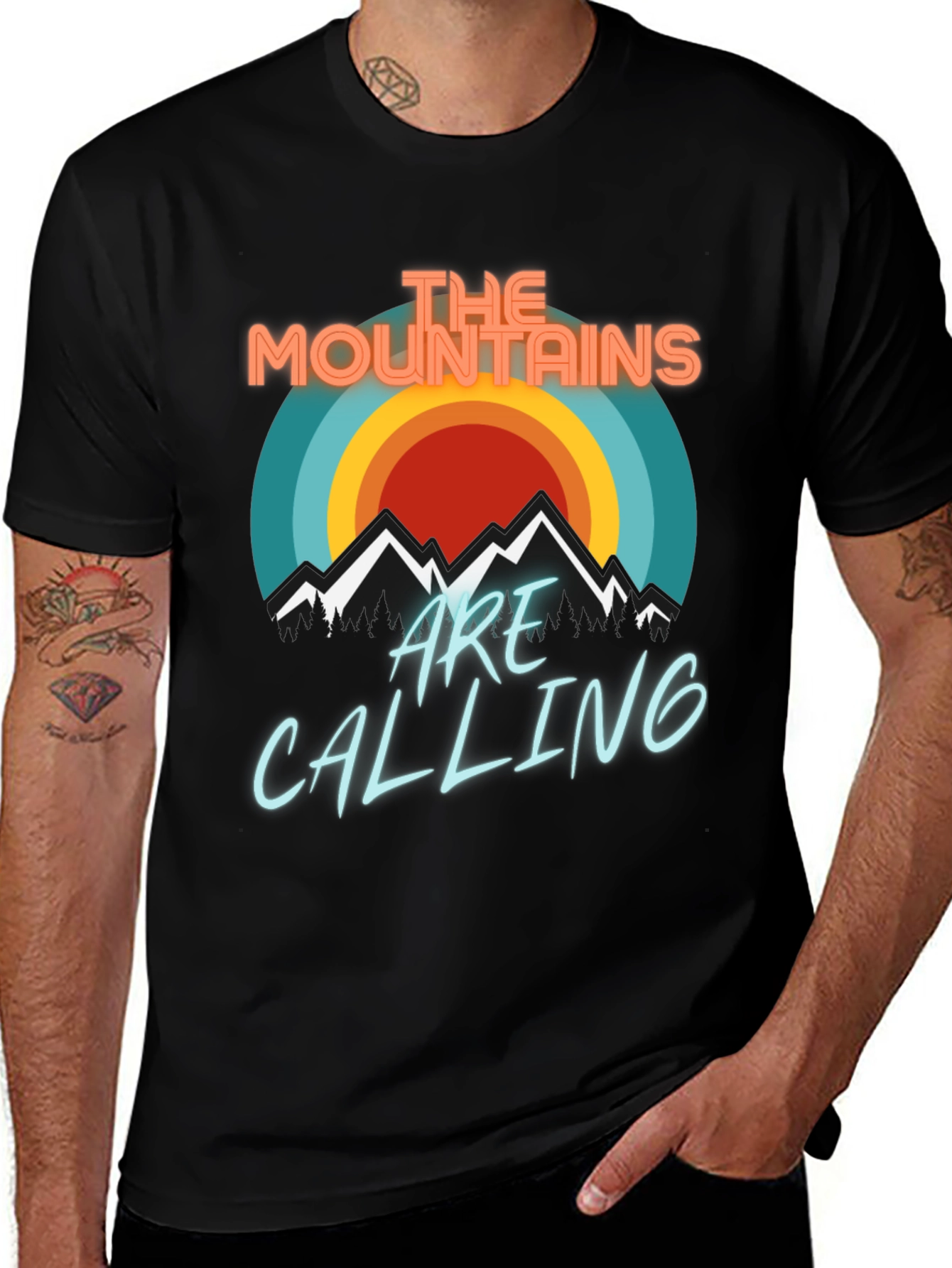 Variant 14 of Mountains Are Calling T-Shirt - Retro Design