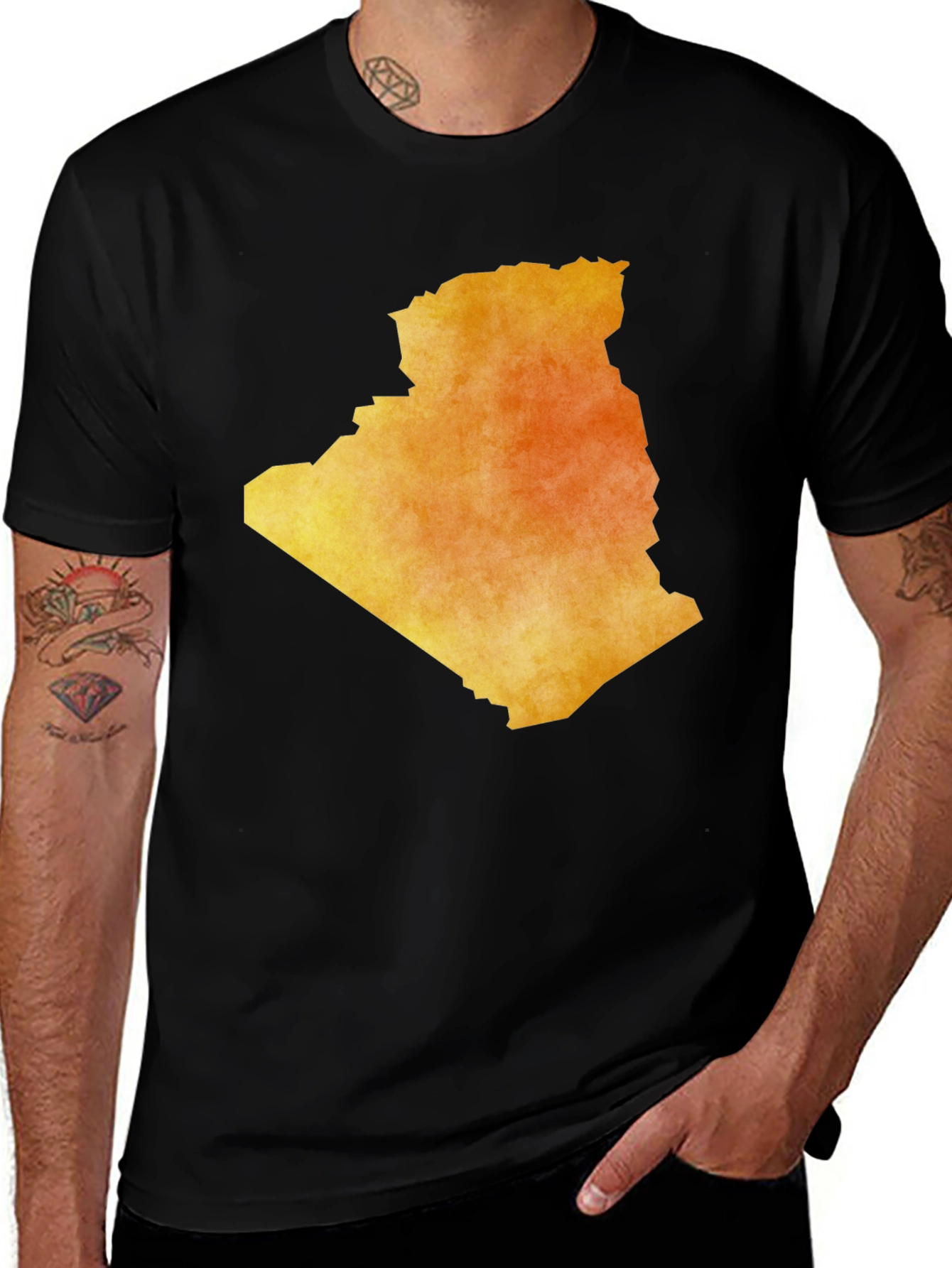 Algeria Map T-Shirt - Black Cotton Graphic Tee
