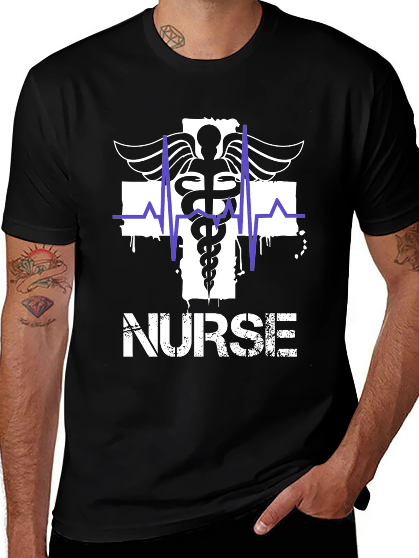 Variant 10 of Nurse Caduceus Graphic T-Shirt - Medical Staff Apparel