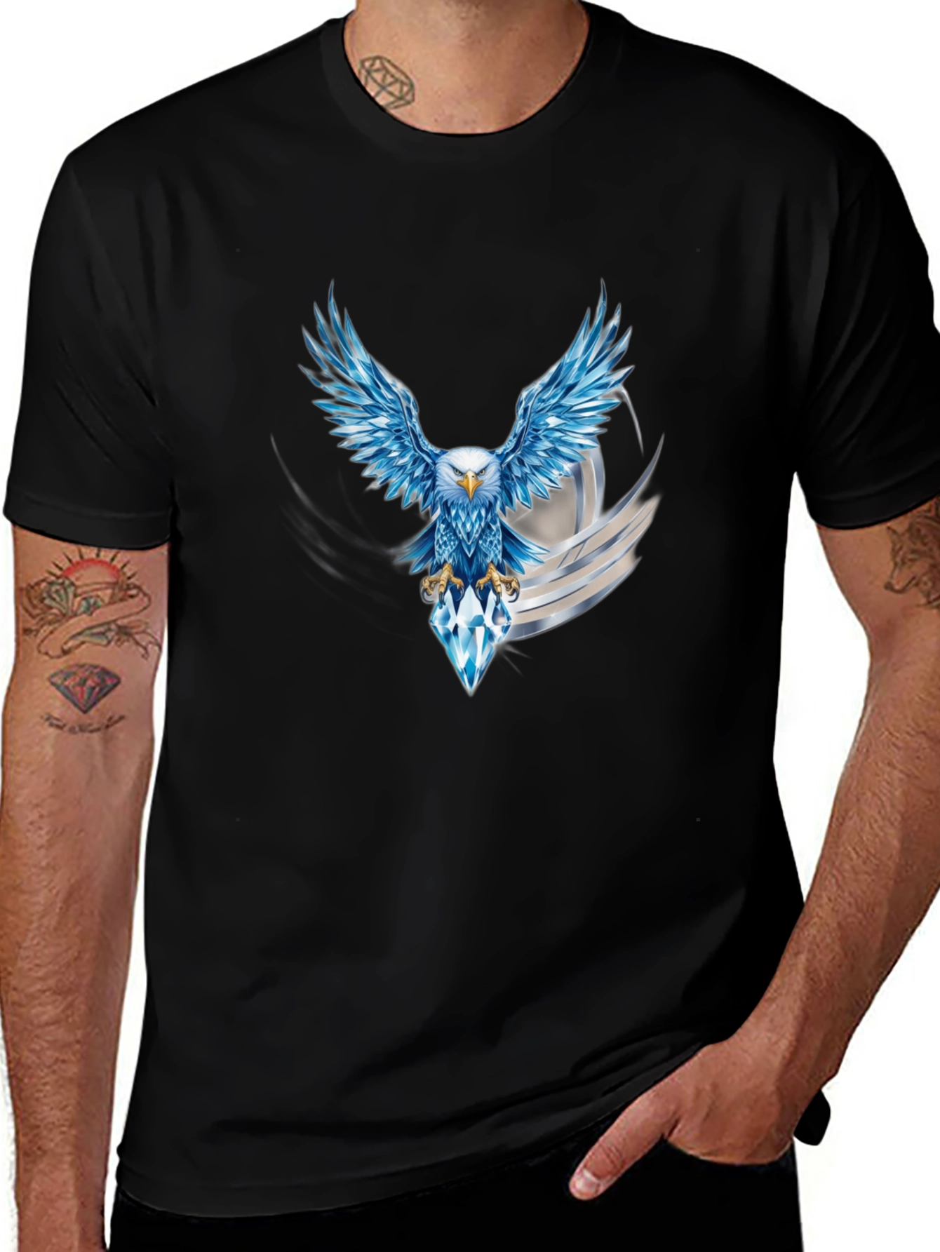 Variant 19 of Eagle Diamond Graphic Black T-Shirt