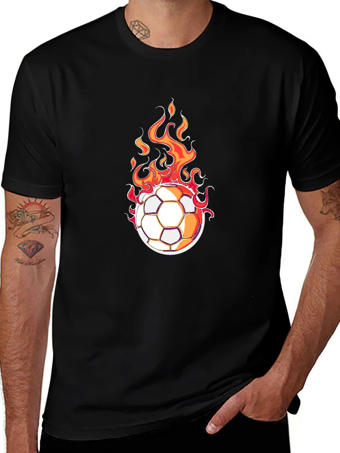Variant 20 of Flaming Soccer Ball Graphic Tee - Black