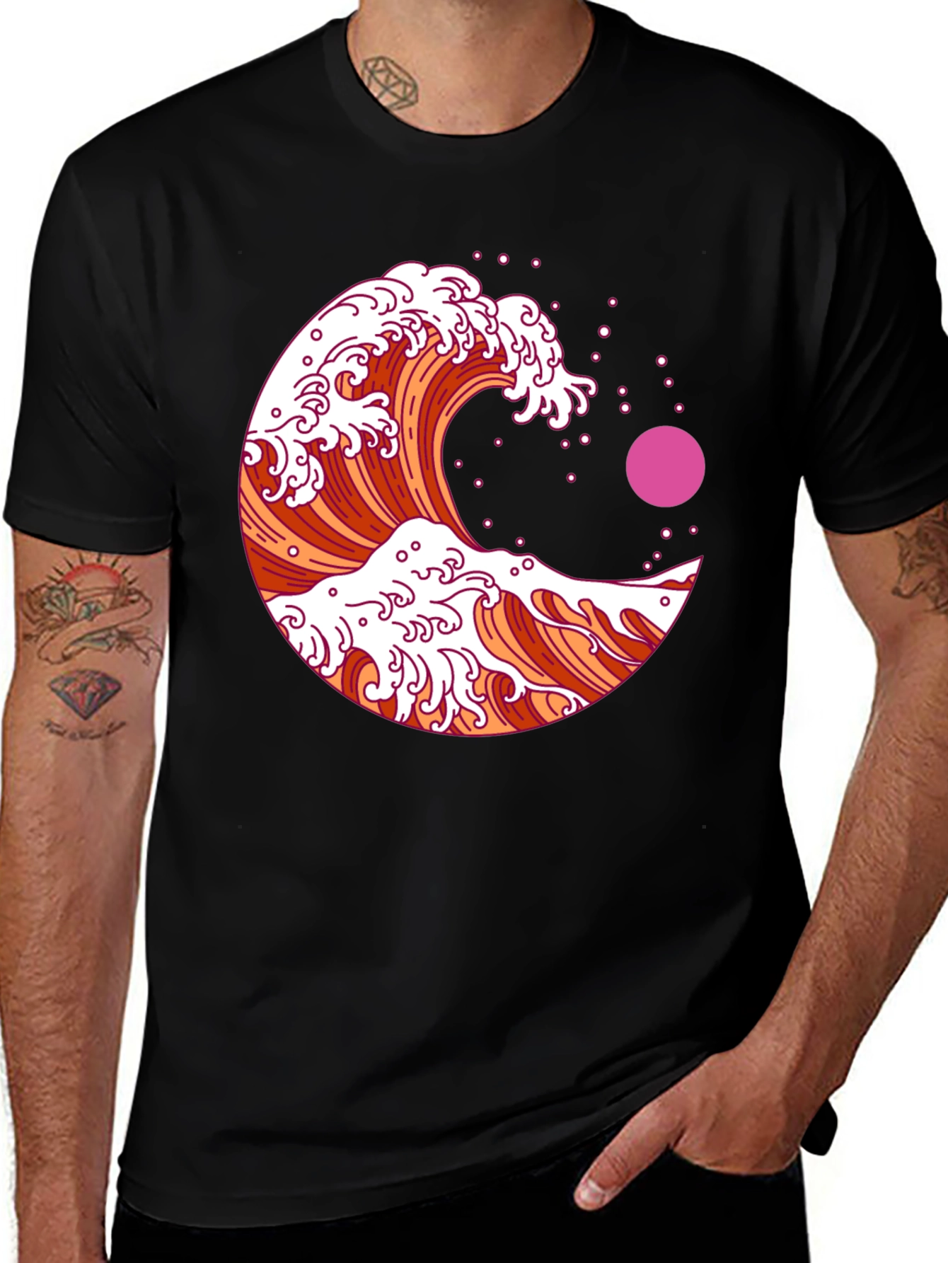 Variant 10 of Great Wave Graphic Tee - Black