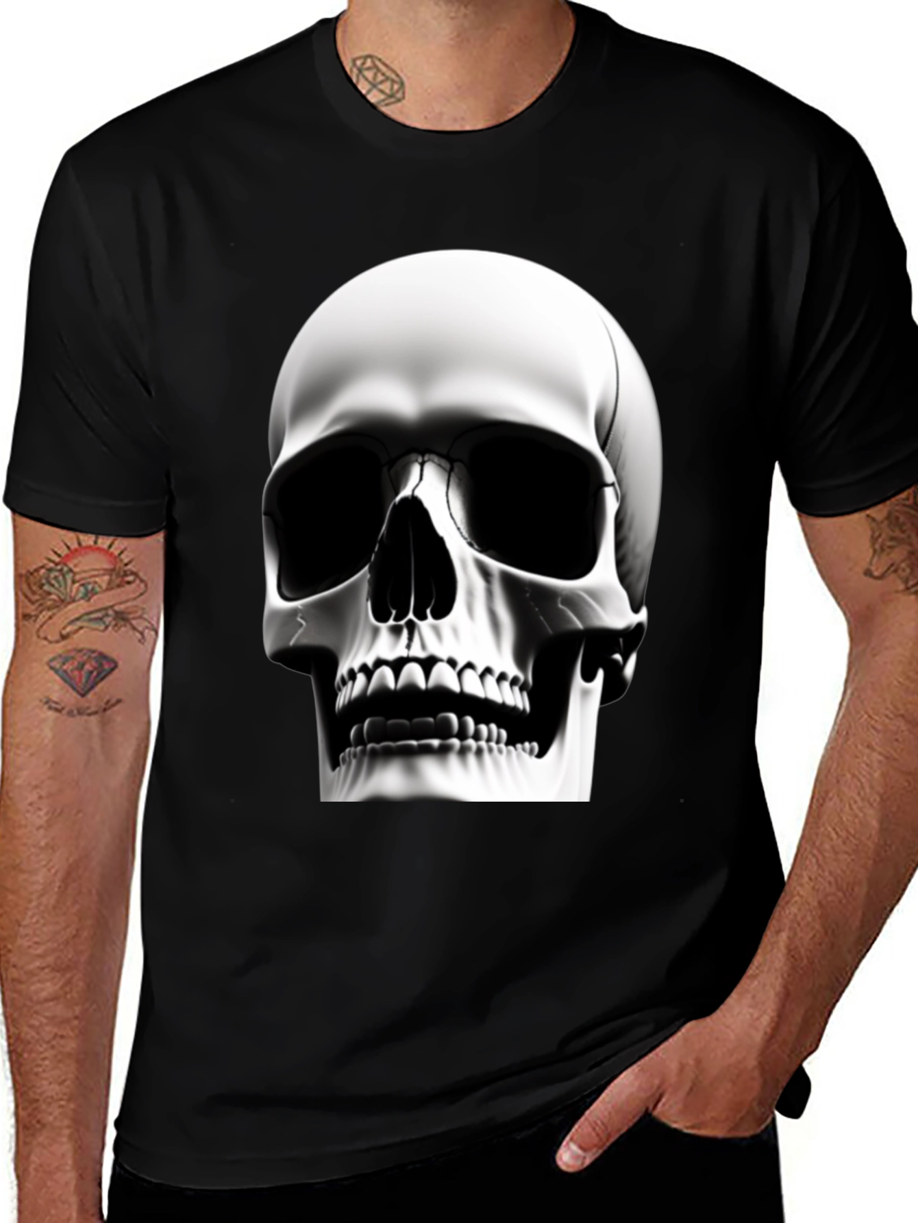 Variant 11 of Skull Graphic Tee - Black T-Shirt for Men
