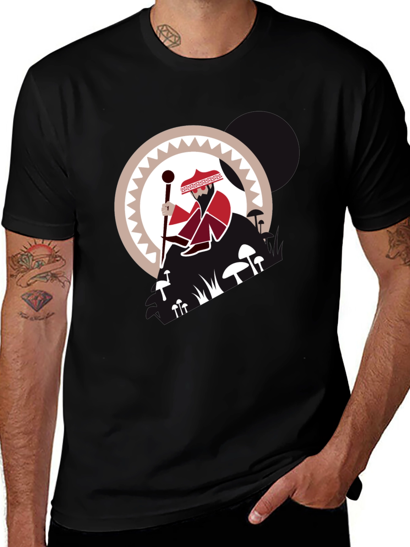 Variant 10 of Wizard Graphic Tee - Black Cotton Blend T-Shirt