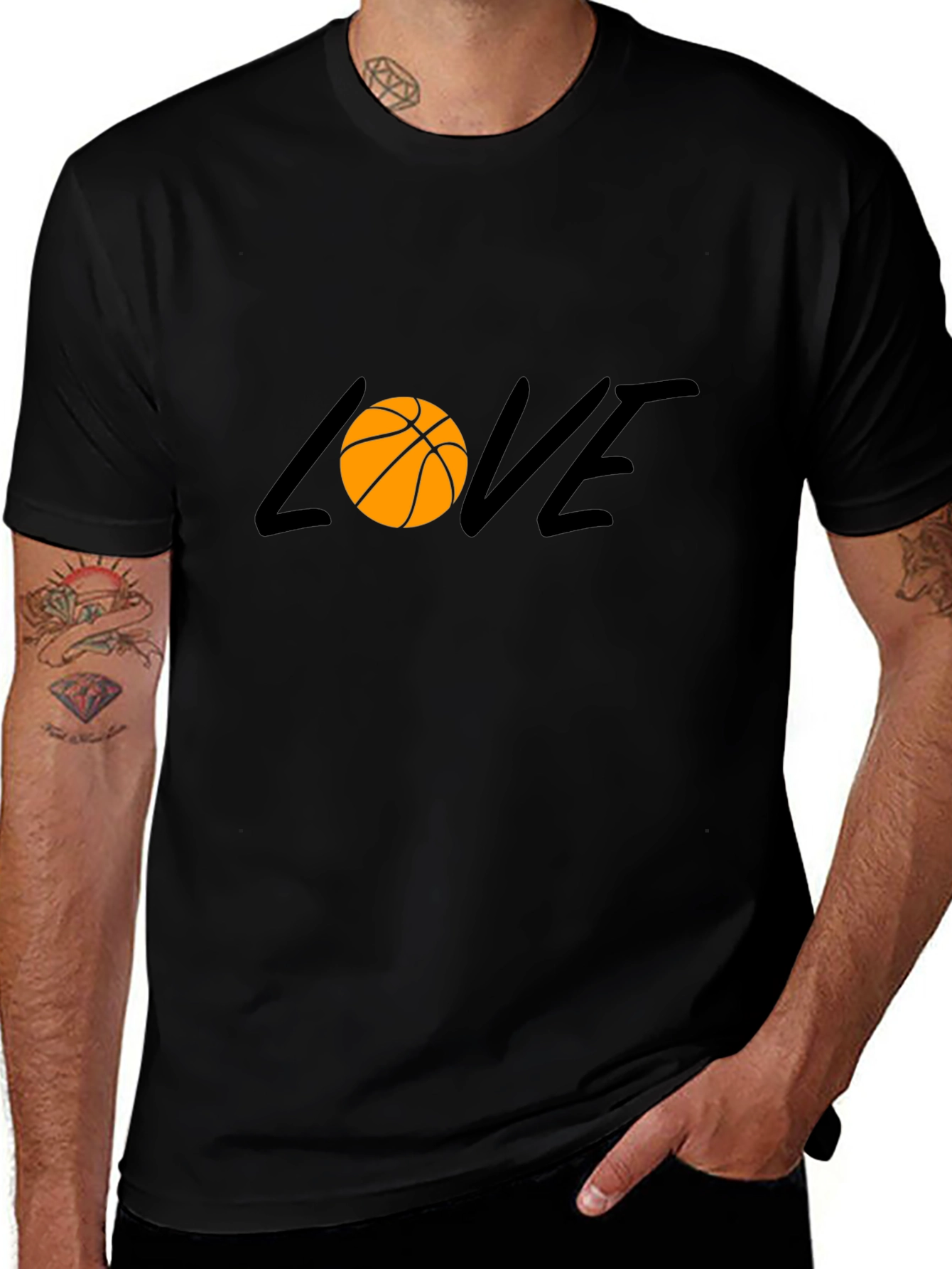 Variant 16 of Basketball Love Graphic Tee - Black Cotton T-Shirt