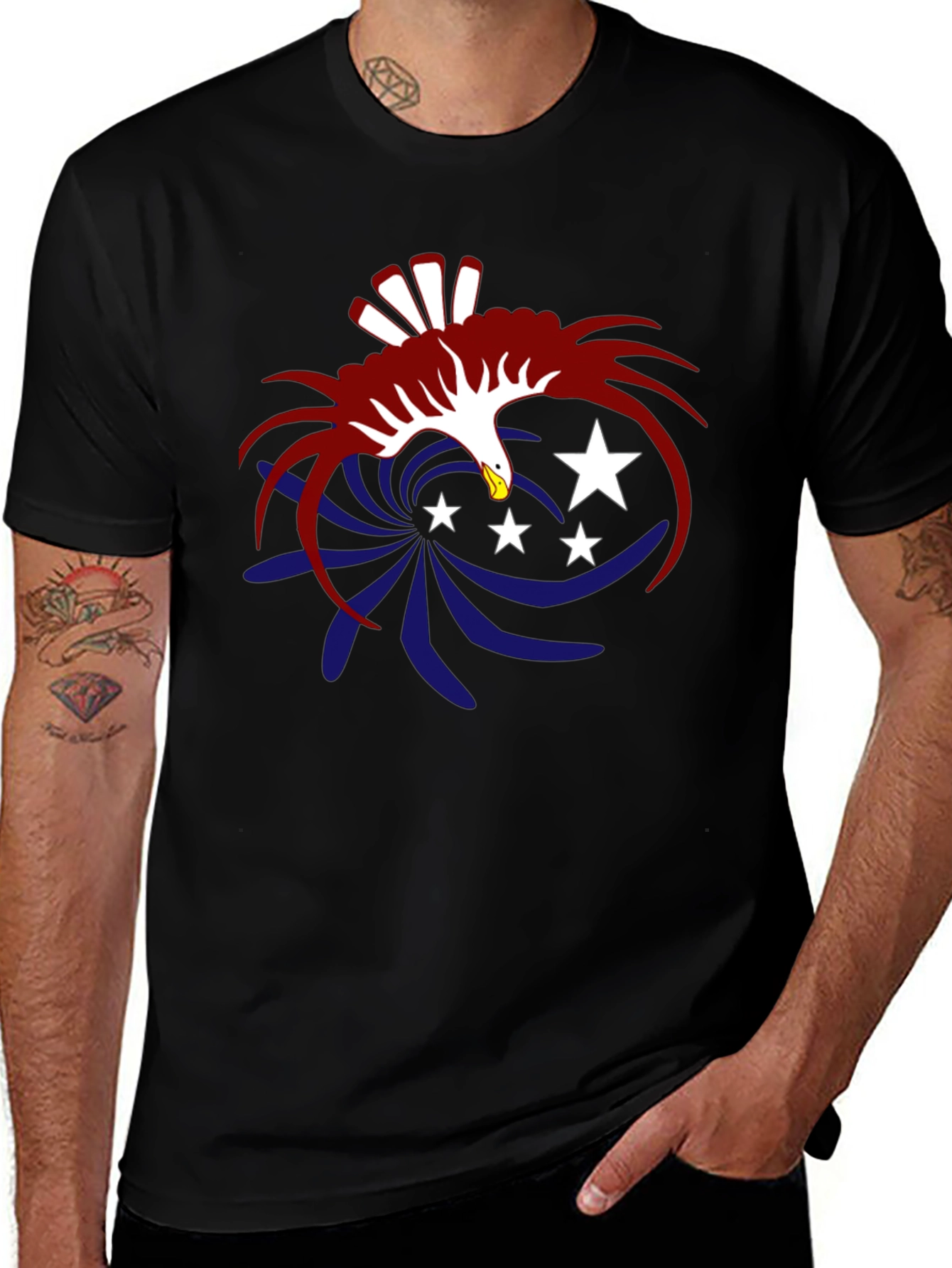 Variant 7 of Patriotic Eagle Graphic Tee - Black