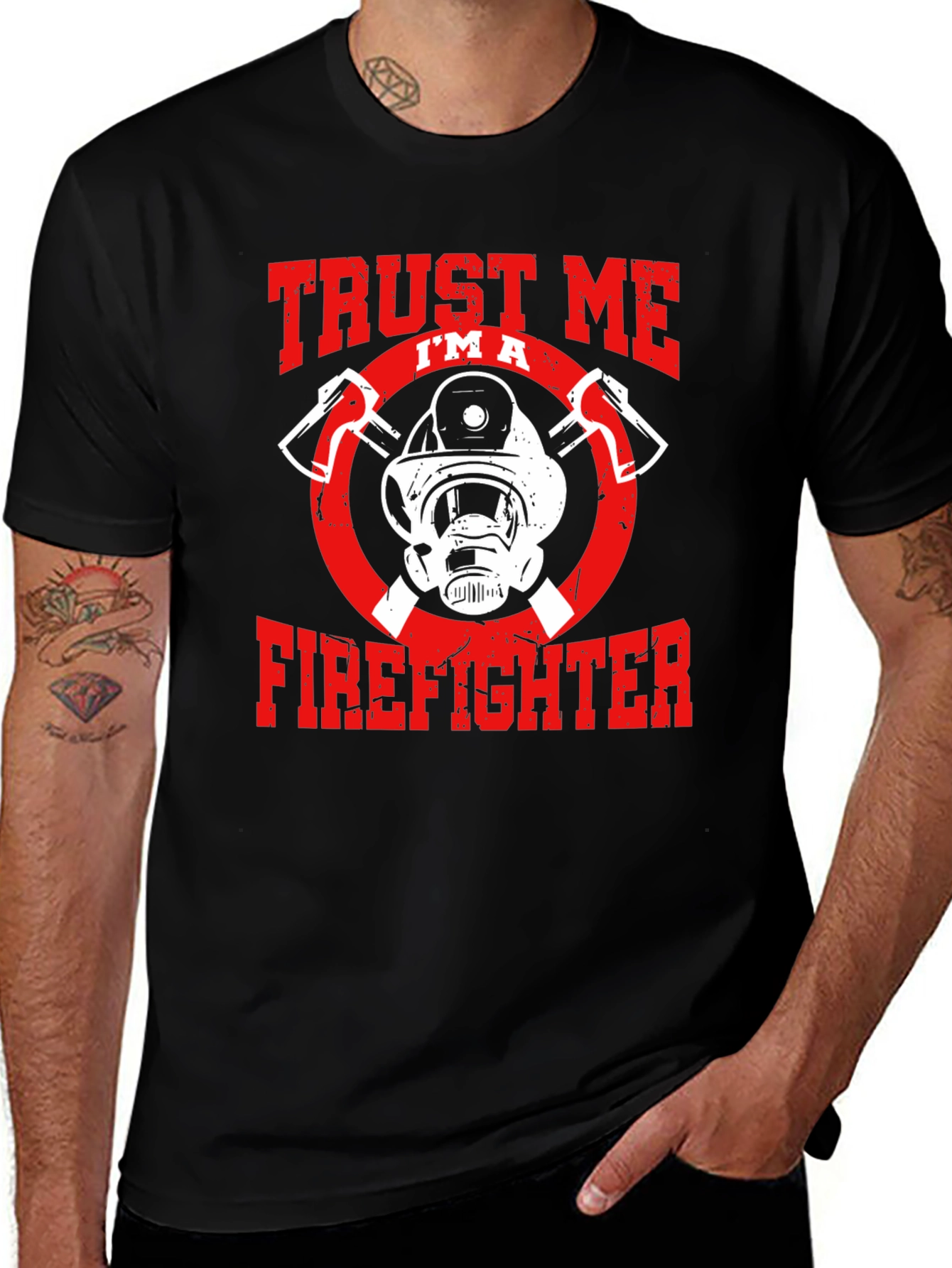 Variant 4 of Trust Me I'm A Firefighter Black T-Shirt