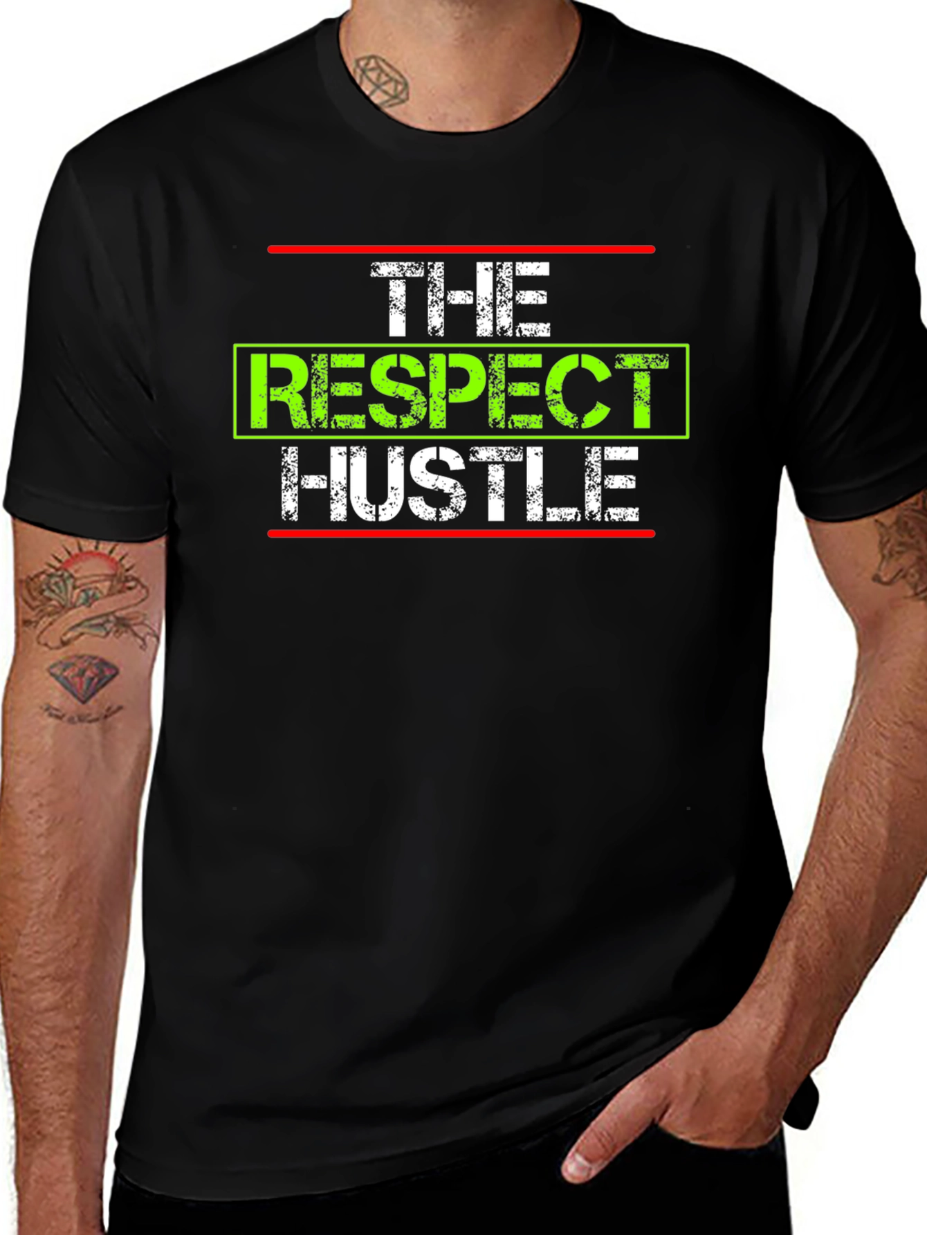 Variant 16 of Respect Hustle Black Graphic Tee