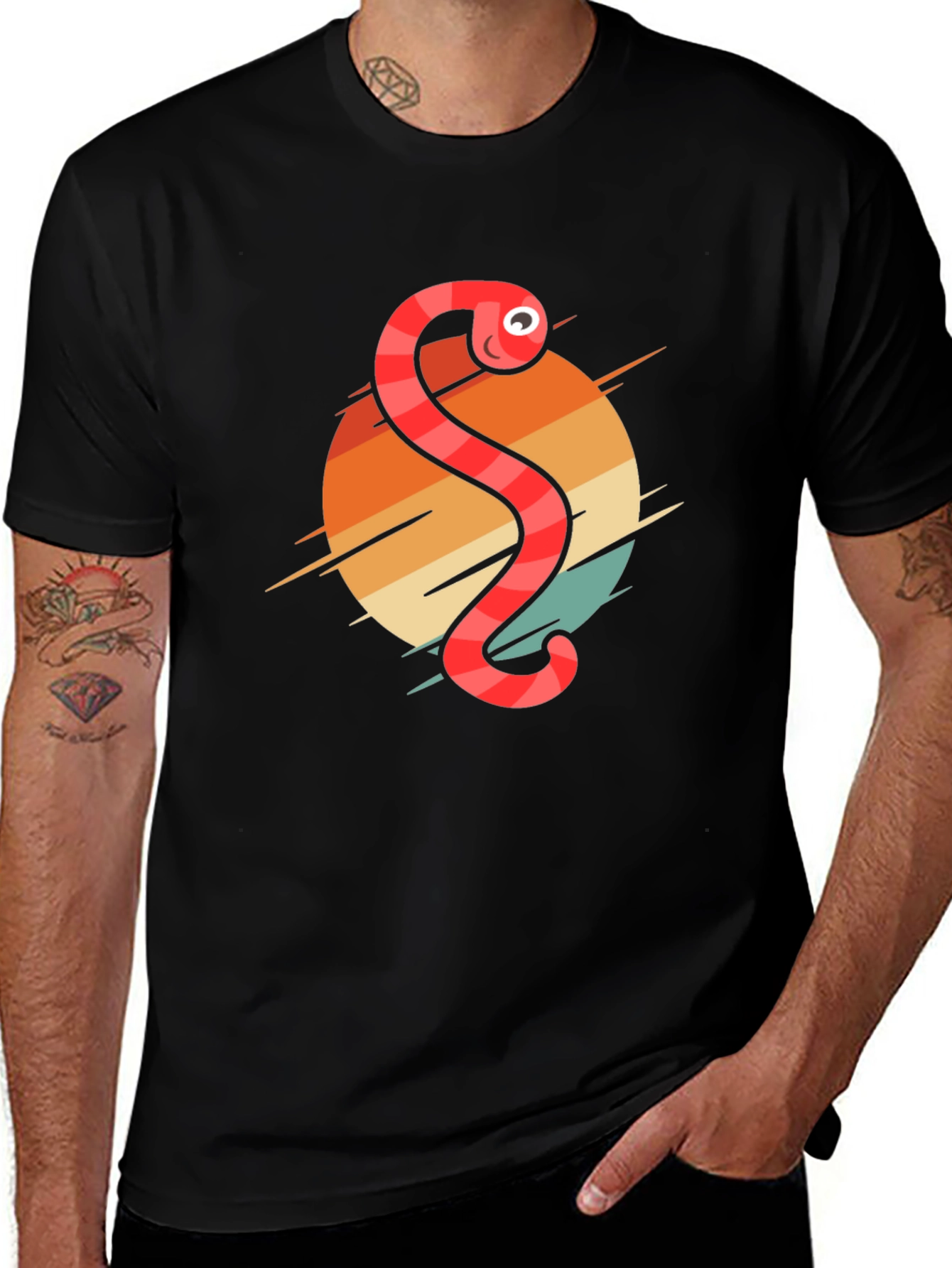 Variant 14 of Retro Worm Graphic Tee - Fun Novelty T-Shirt