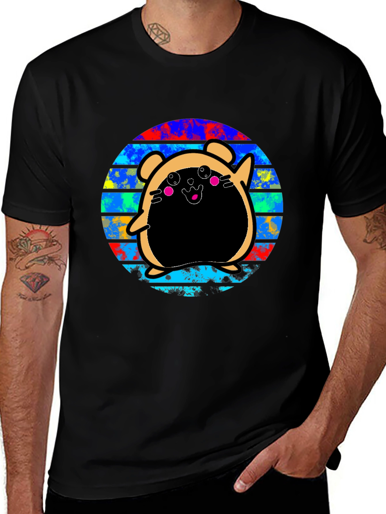 Variant 2 of Kawaii Bear Graphic Tee - Unisex Black T-Shirt