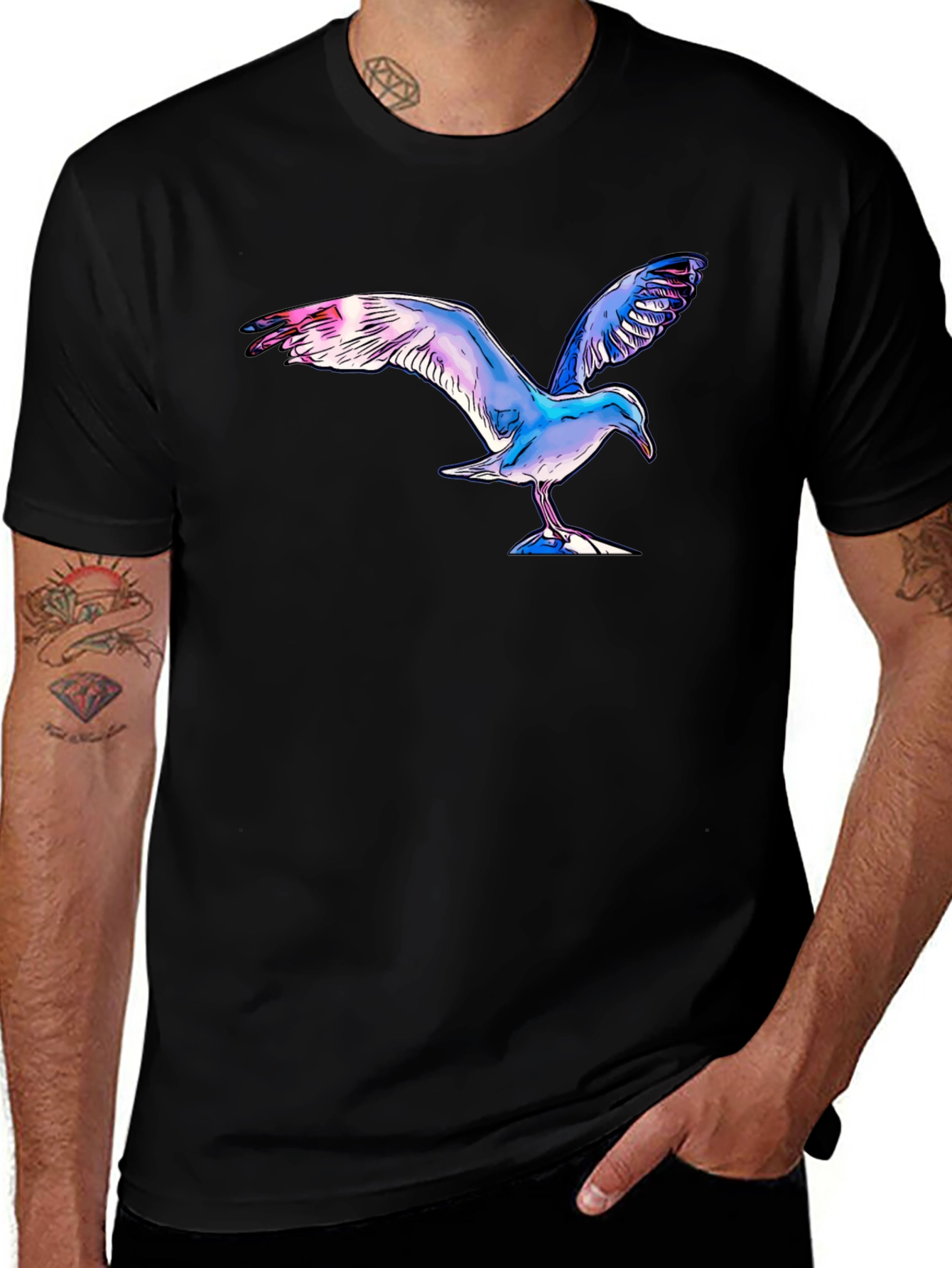 Seagull Graphic Black T-Shirt | Stylish Men's Tee