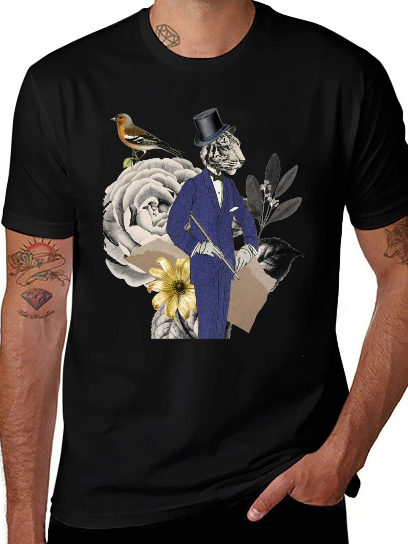 Variant 10 of Men's Tiger Gentleman Graphic T-Shirt