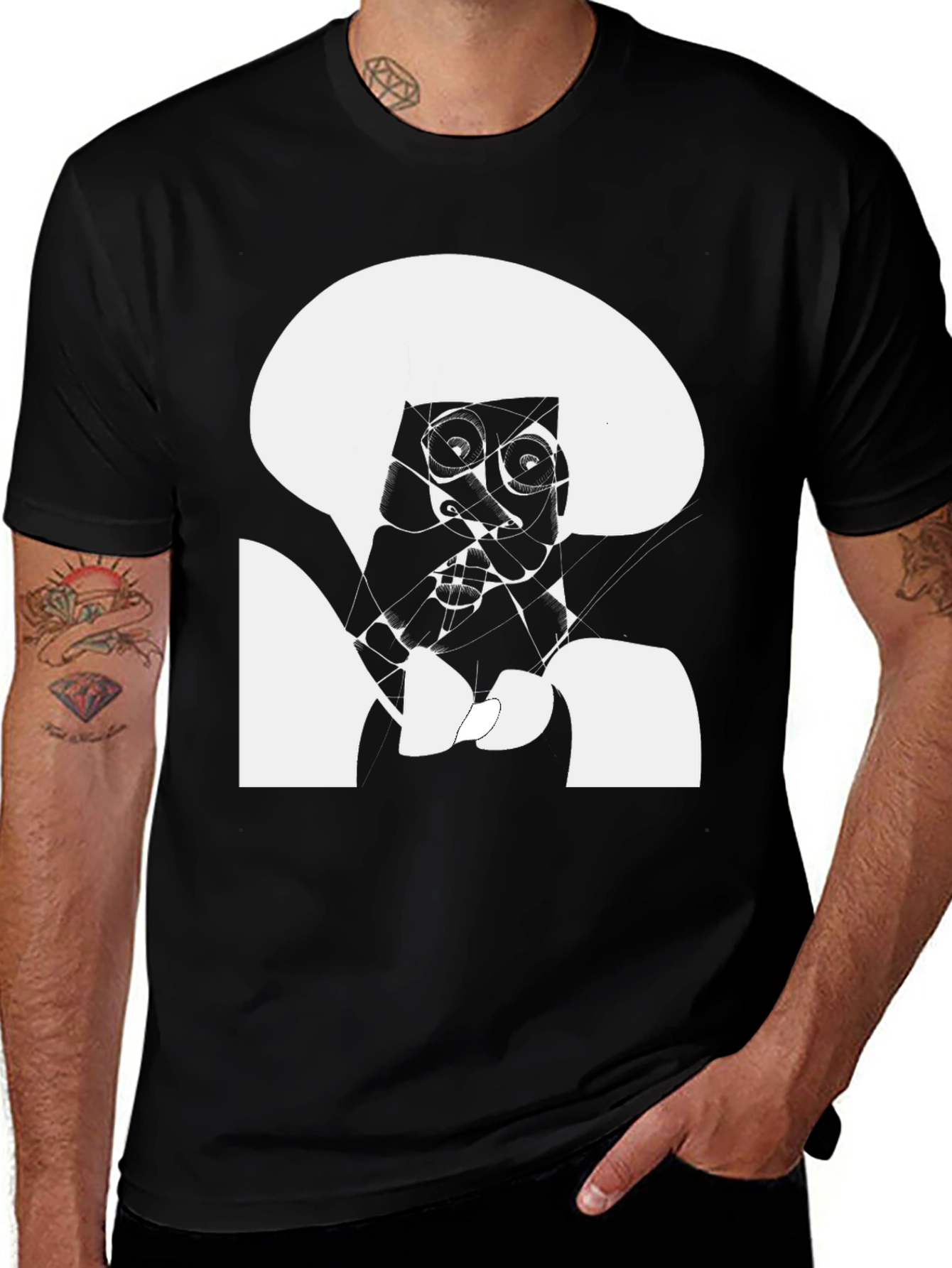 Variant 27 of Abstract Face Black T-Shirt - Modern Art Tee